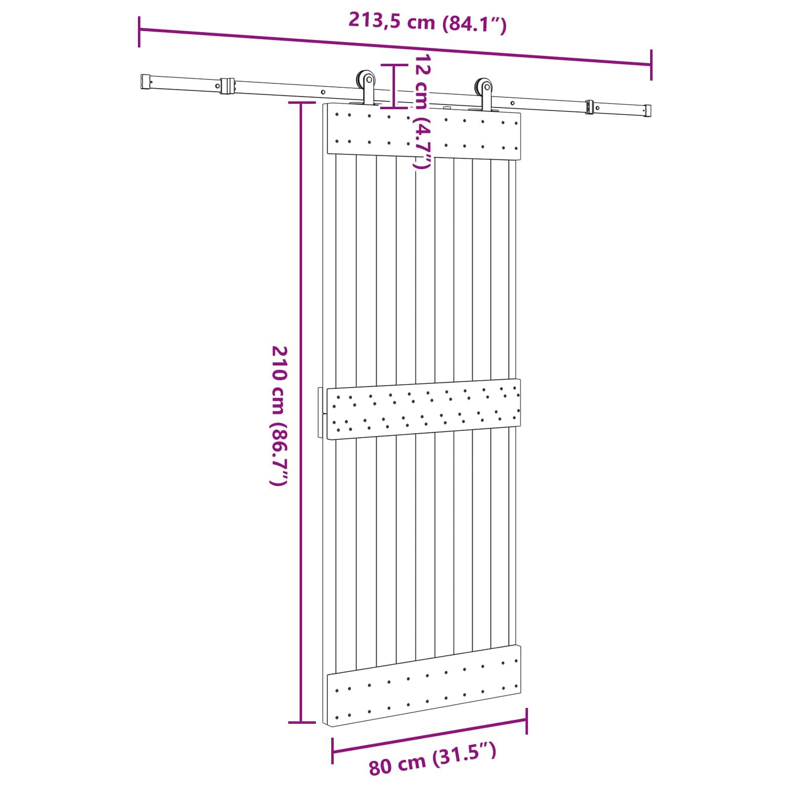 vidaXL Schiebetür NARVIK 80 x 210 cm (213,5 cm) Natürlich und Schwarz