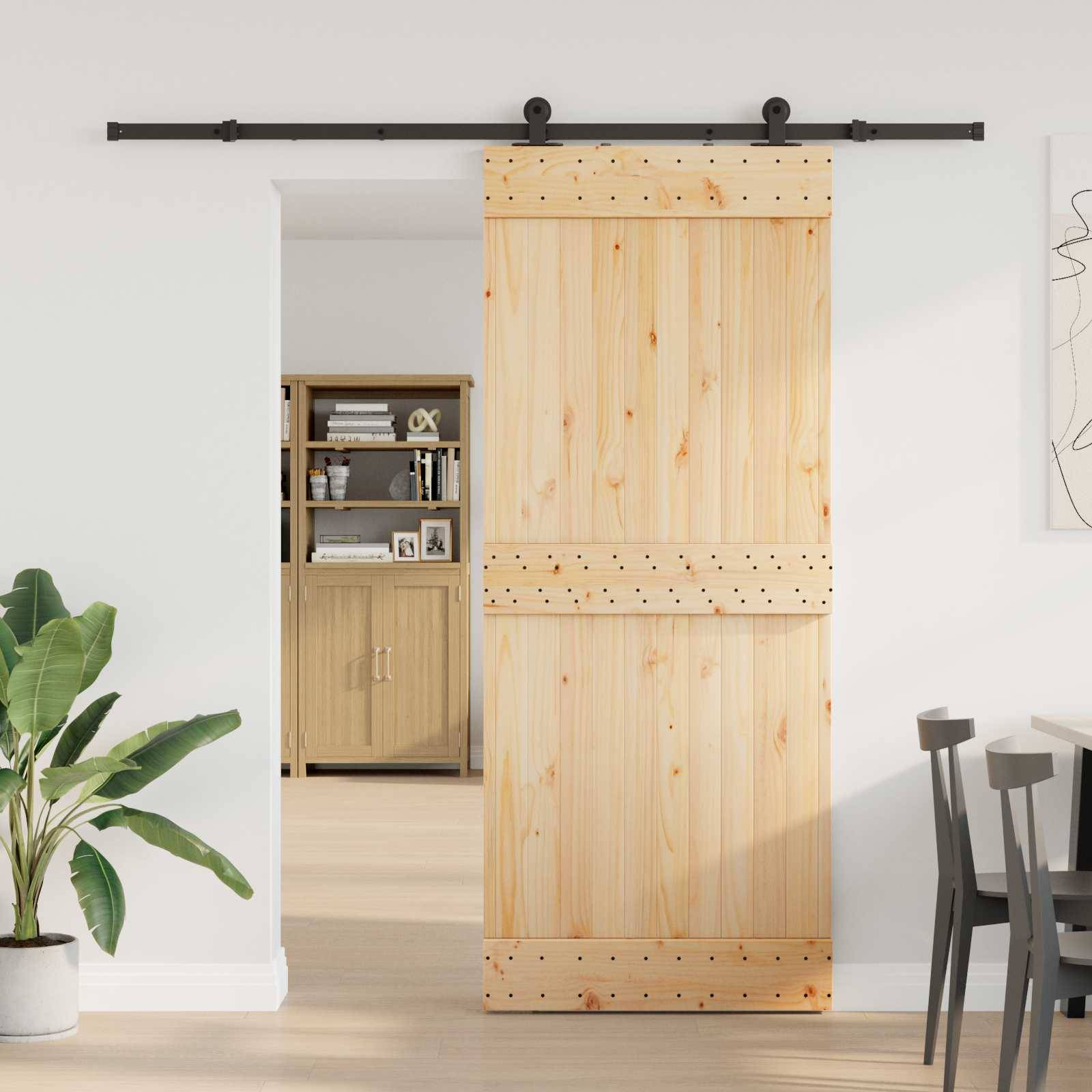 vidaXL Schiebetür NARVIK 85 x 210 cm (213,5 cm) Natürlich und Schwarz