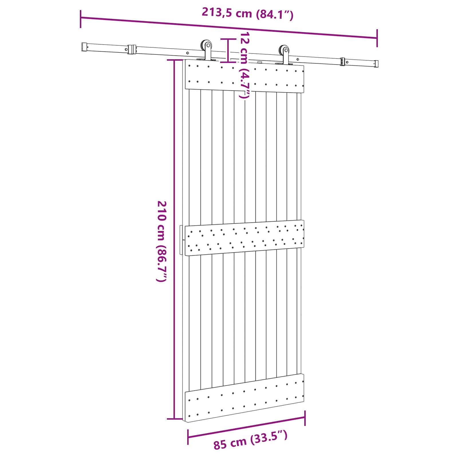 vidaXL Schiebetür NARVIK 85 x 210 cm (213,5 cm) Natürlich und Schwarz