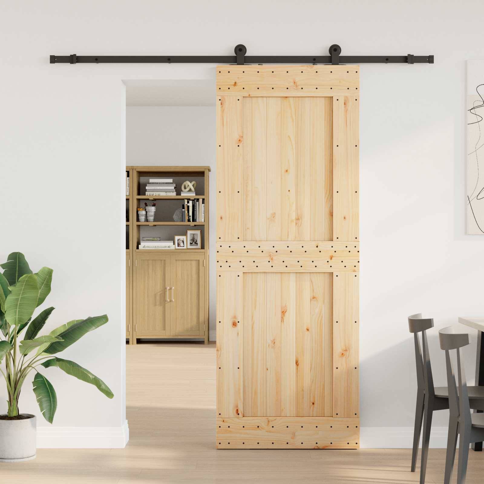 vidaXL Schiebetür NARVIK 85 x 210 cm (213,5 cm) Natürlich und Schwarz
