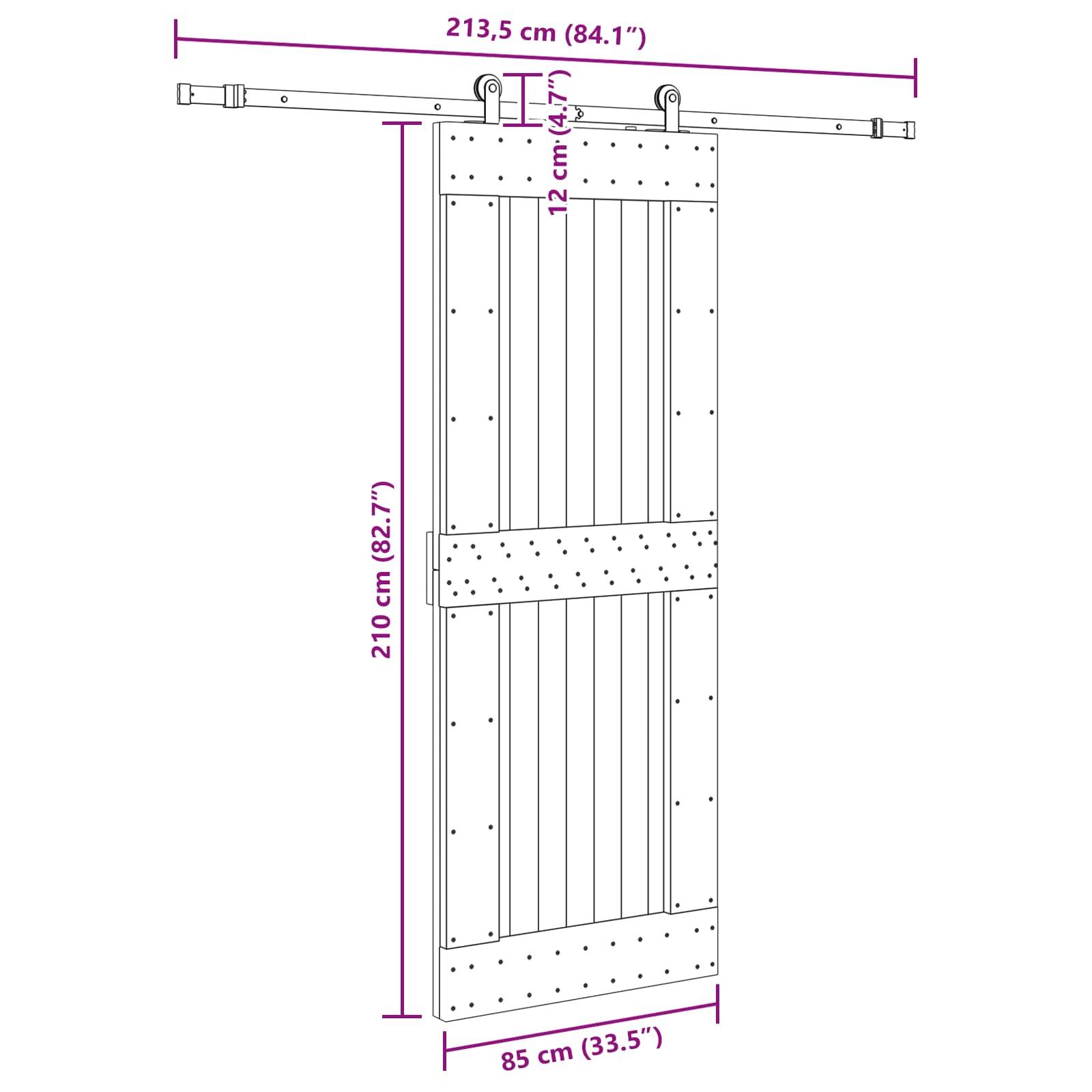 vidaXL Schiebetür NARVIK 85 x 210 cm (213,5 cm) Natürlich und Schwarz