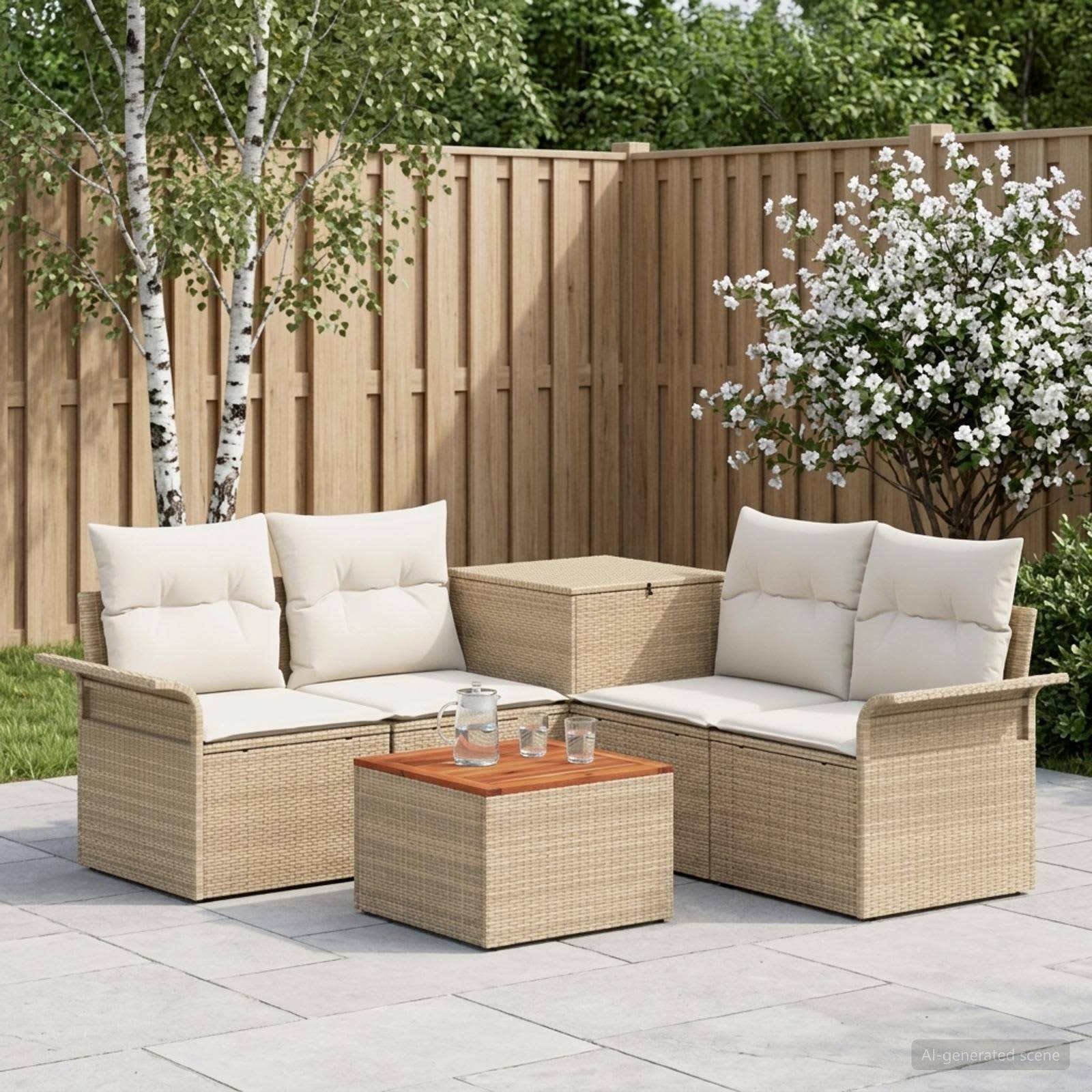 vidaXL Sofa Set 6 pcs 4-Sitzanzahl Beige und Cremeweiß