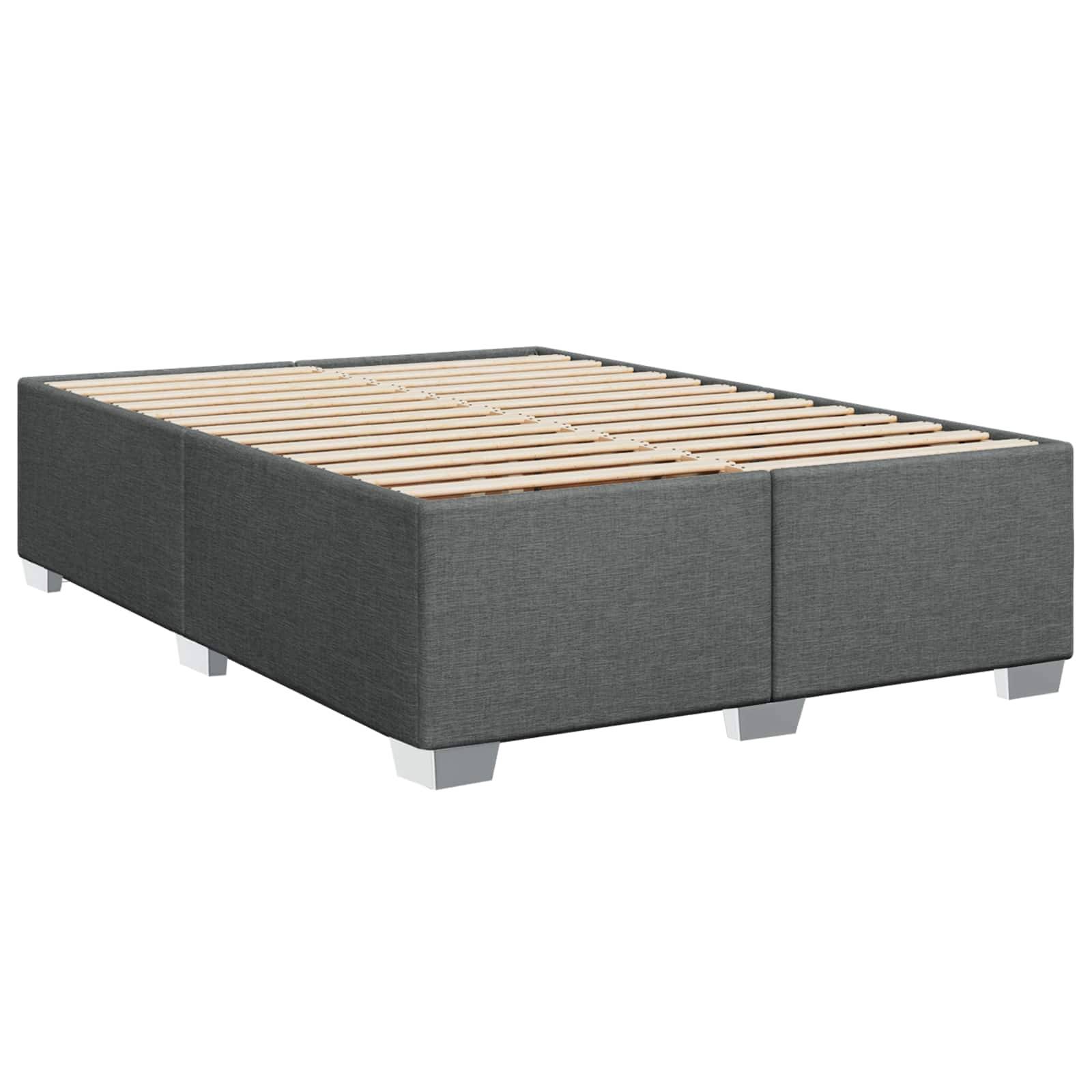 vidaXL Boxspringbett mit Matratze und LED Dunkelgrau 140 x 200 cm