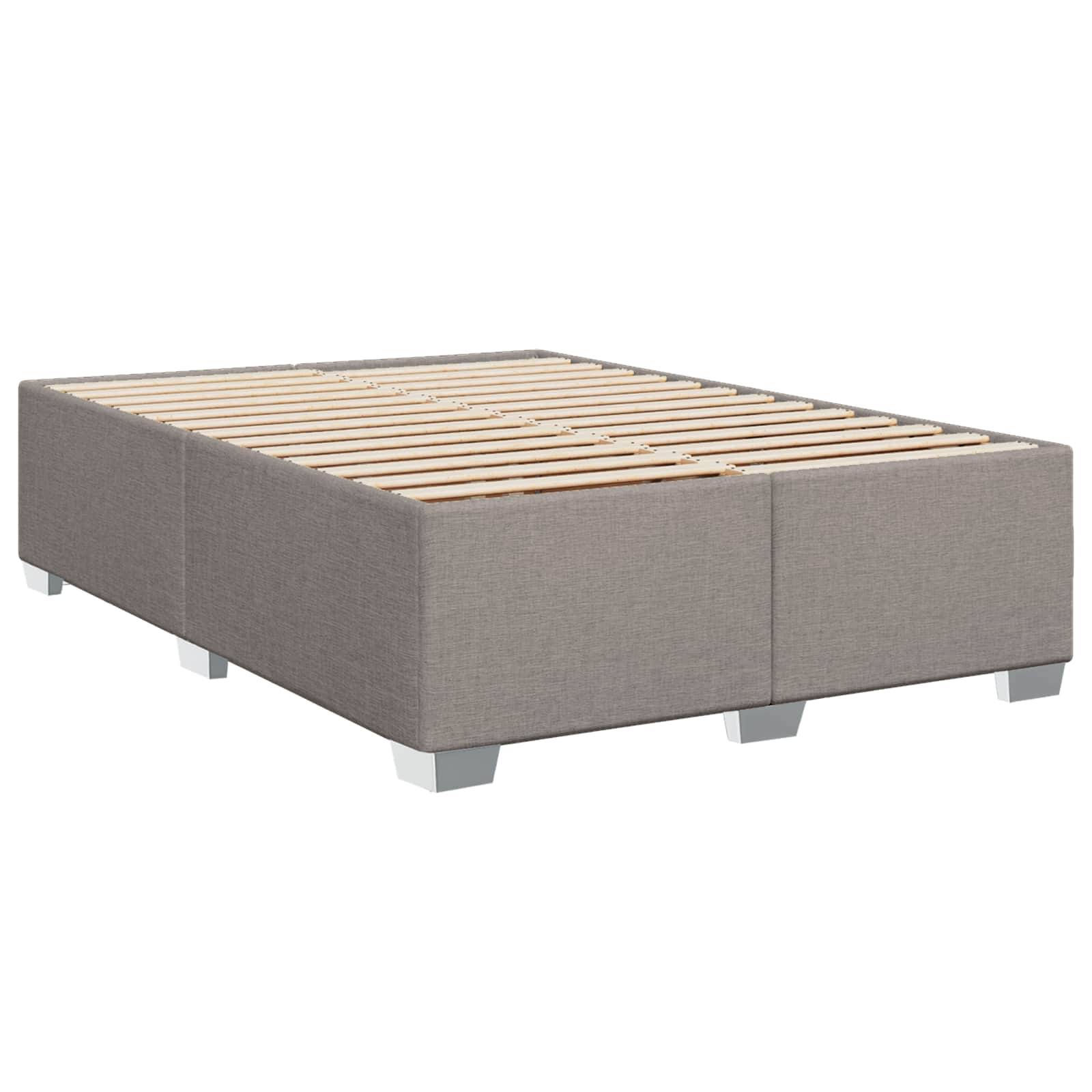 vidaXL Boxspringbett mit Matratze und LED Taupe 140 x 200 cm Stoff