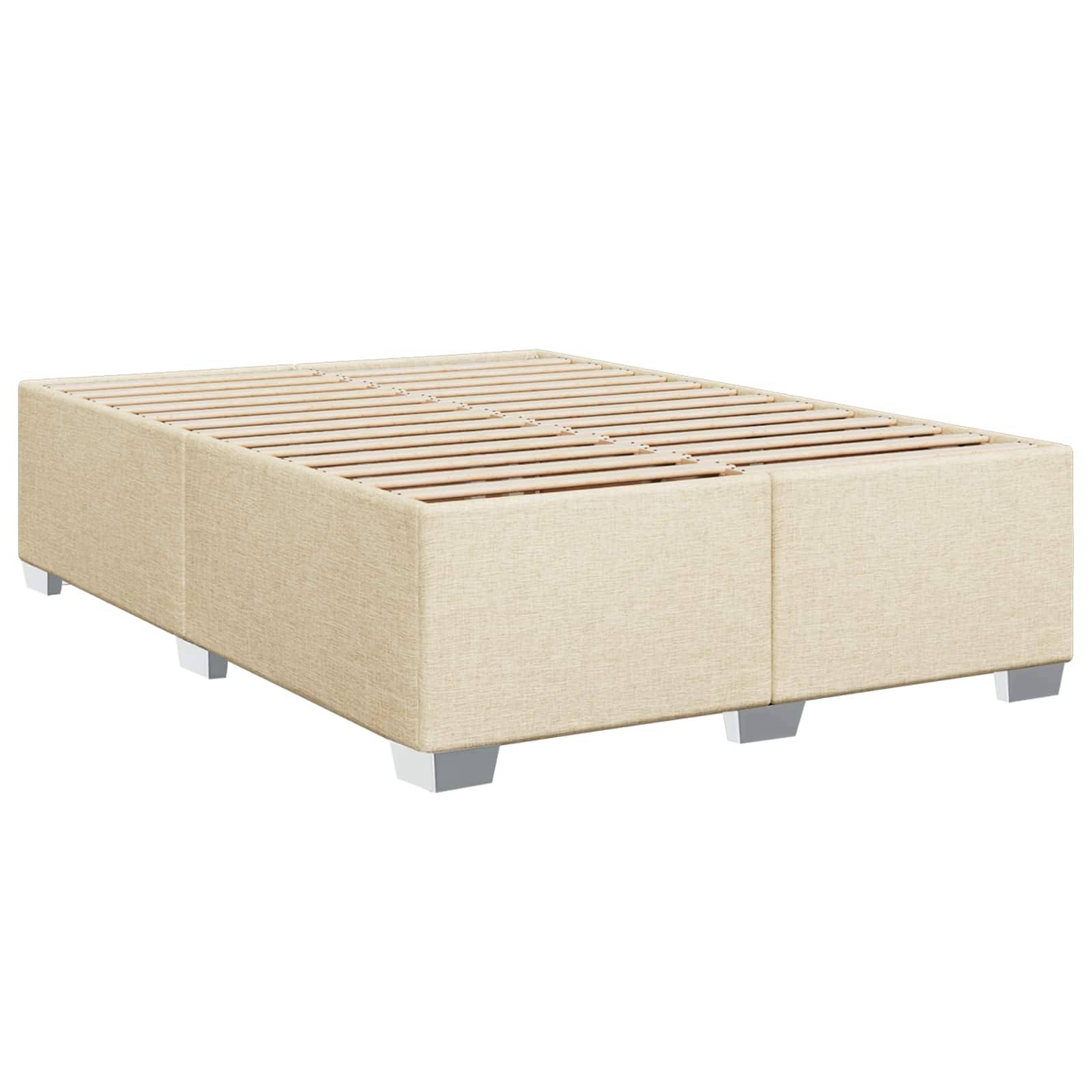 vidaXL Boxspringbett mit Matratze und LED Creme 140 x 190 cm Stoff