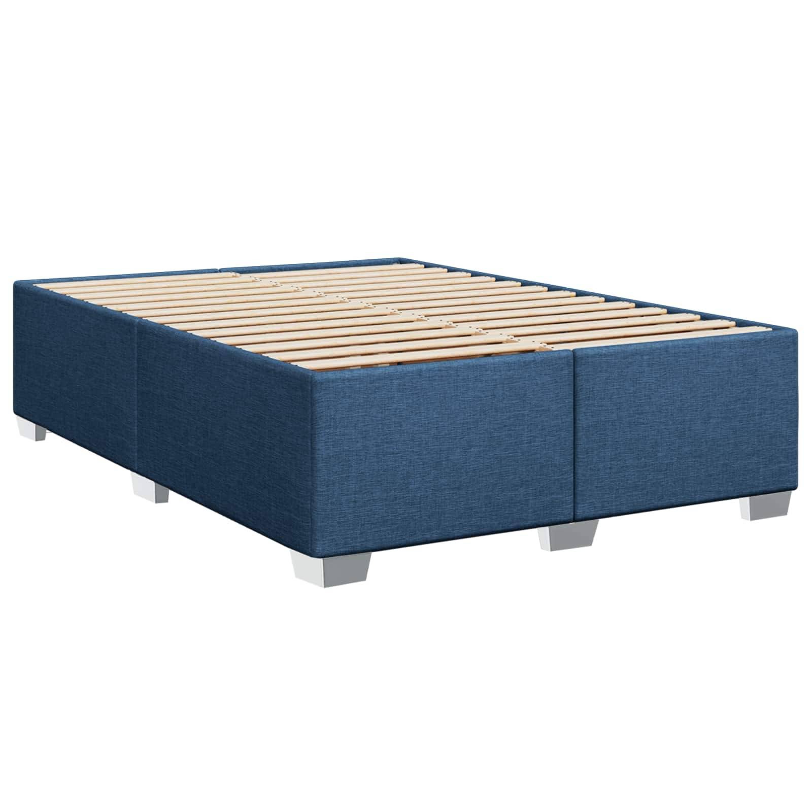 vidaXL Boxspringbett mit Matratze mit Kopfteil Blau 140 x 200 cm Stoff