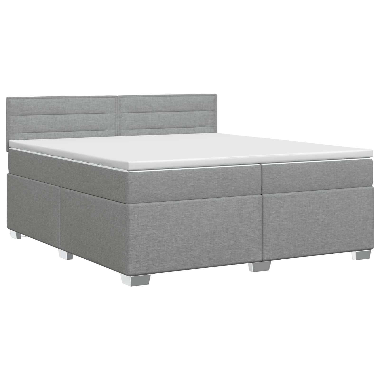 vidaXL Boxspringbett mit Matratze Hellgrau 200 x 200 cm Stoff