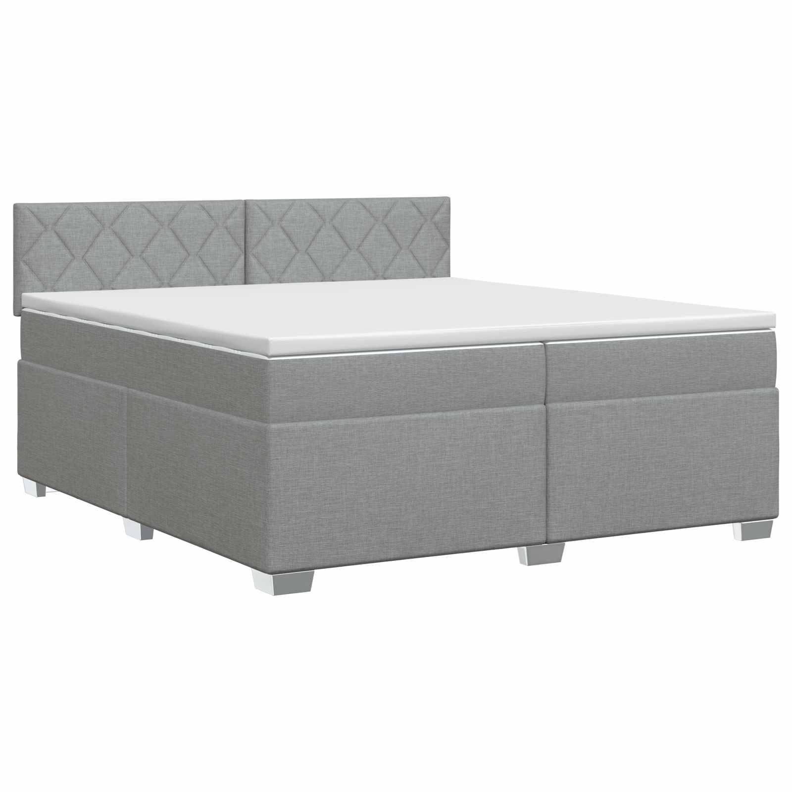 vidaXL Boxspringbett mit Matratze Hellgrau 200 x 200 cm Stoff