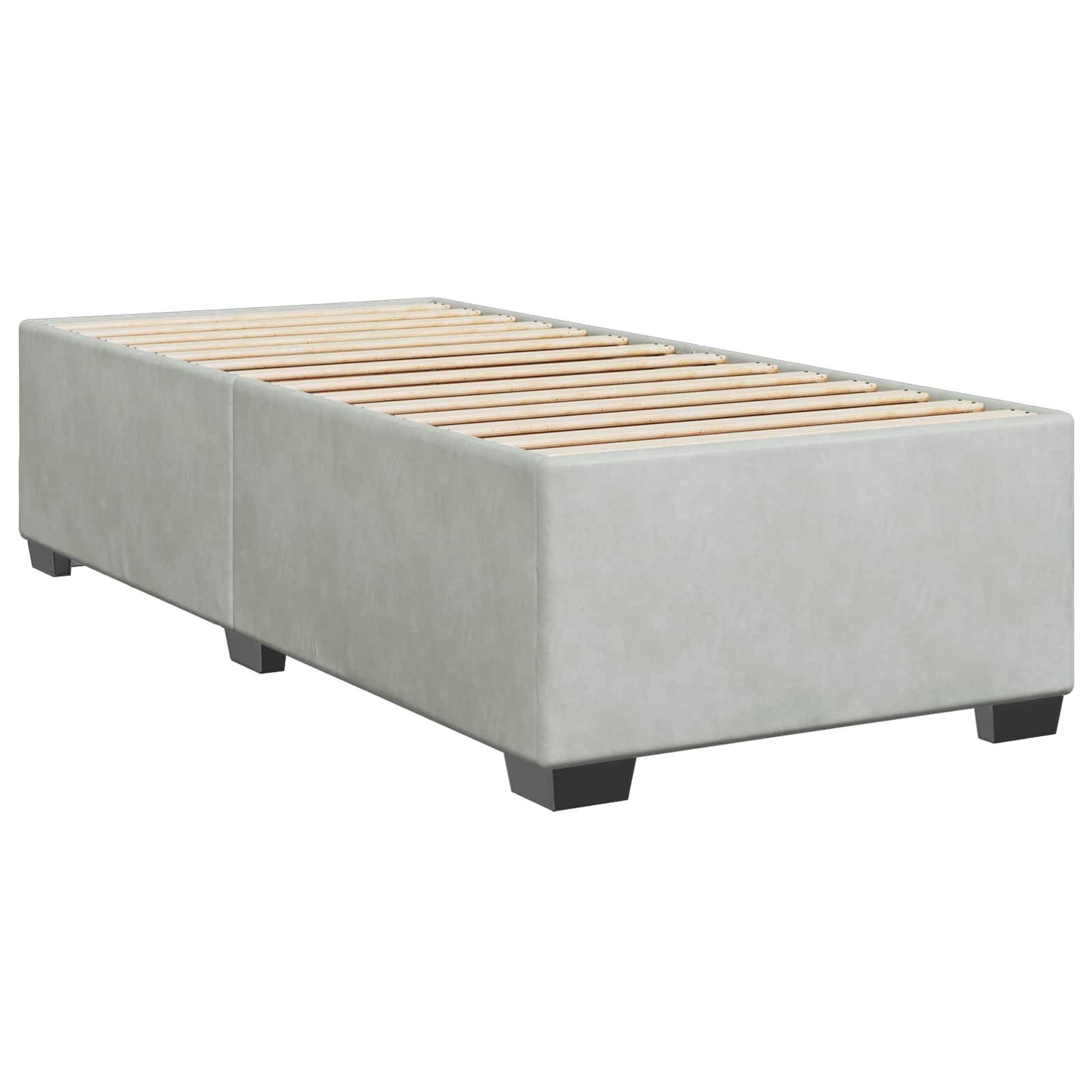 vidaXL Boxspringbett mit Matratze und LED Hellgrau Einzeln Samt