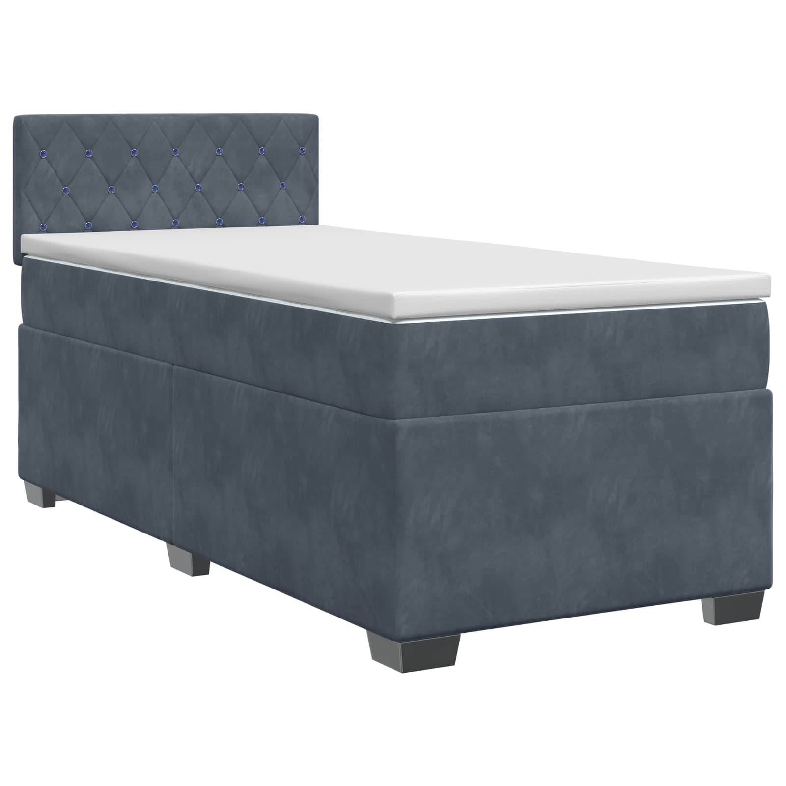 vidaXL Boxspringbett mit Matratze Dunkelgrau 90 x 200 cm Samt