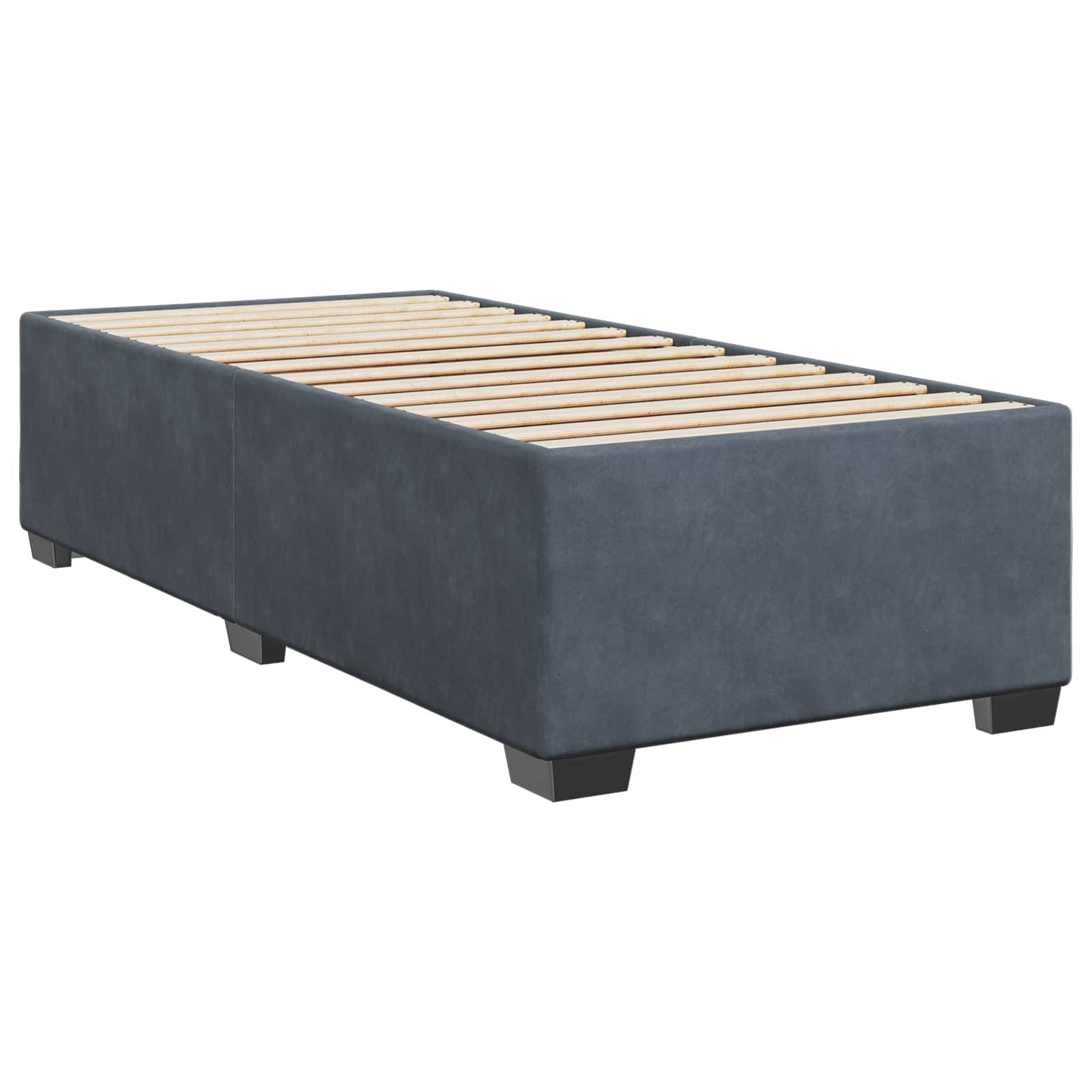 vidaXL Boxspringbett mit Matratze mit Kopfteil Dunkelgrau Einzeln Samt