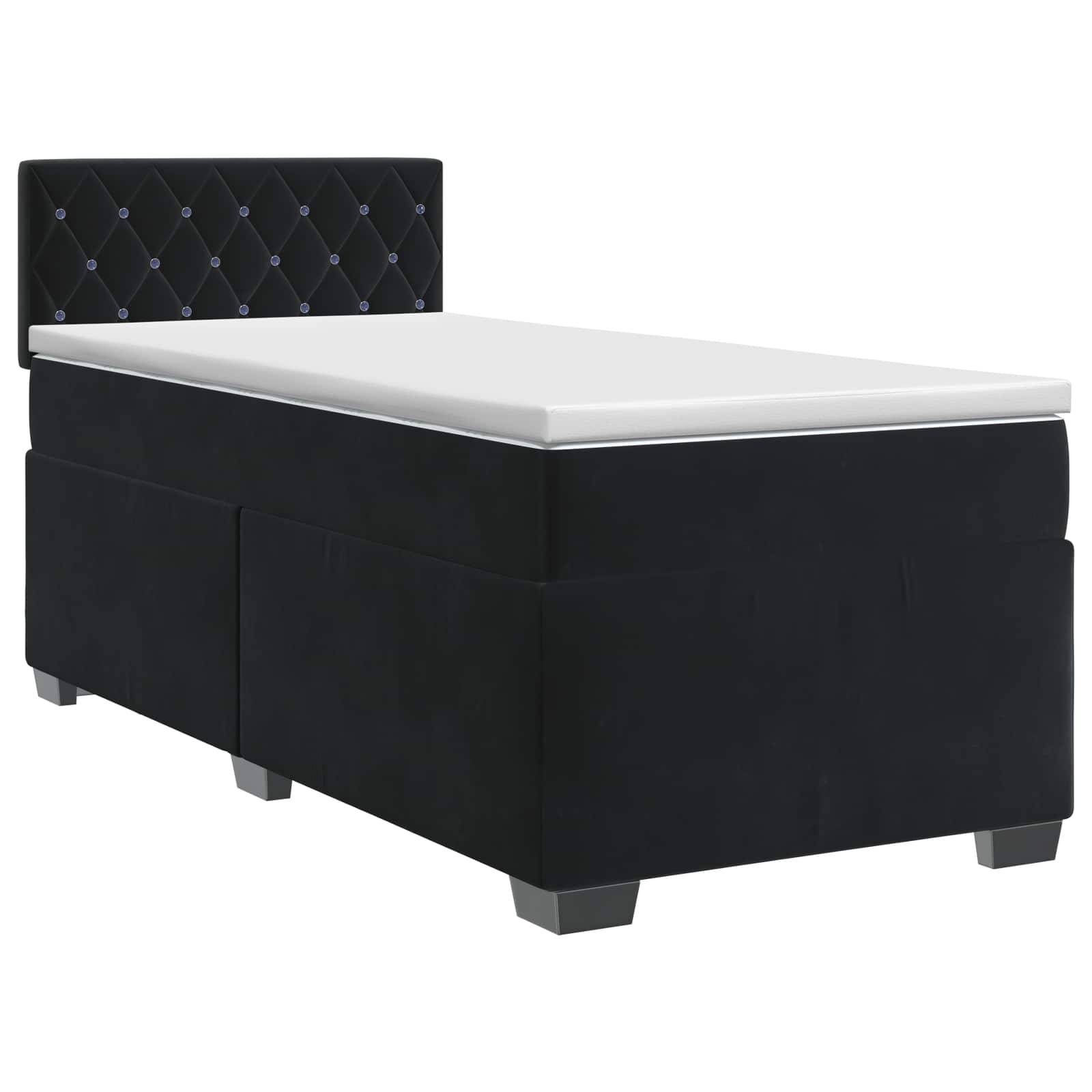 vidaXL Boxspringbett mit Matratze Schwarz 100 x 200 cm Samt