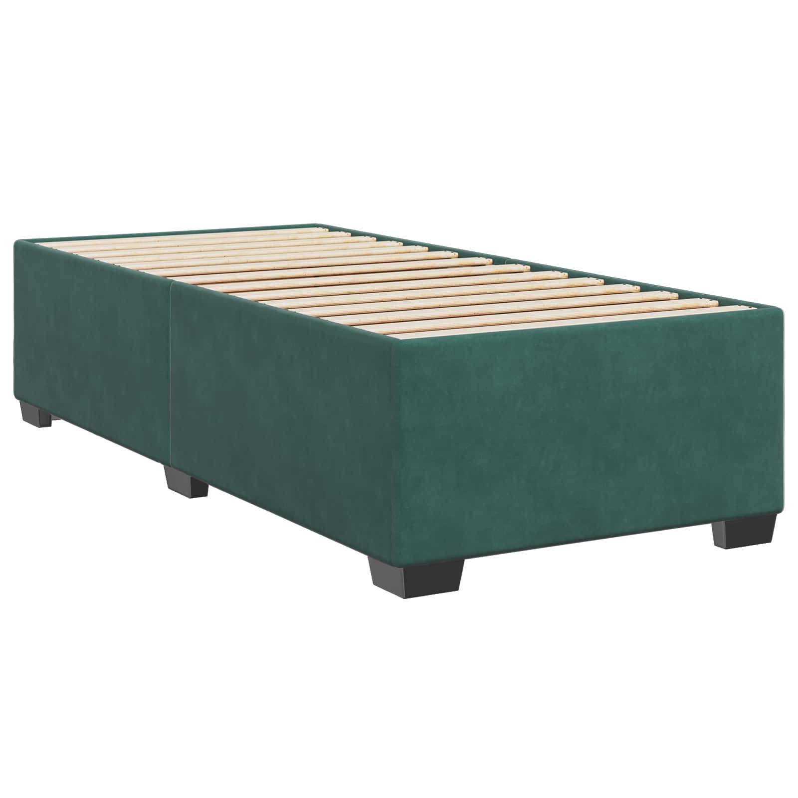 vidaXL Boxspringbett mit Matratze und LED Dunkelgrün 90 x 200 cm Samt