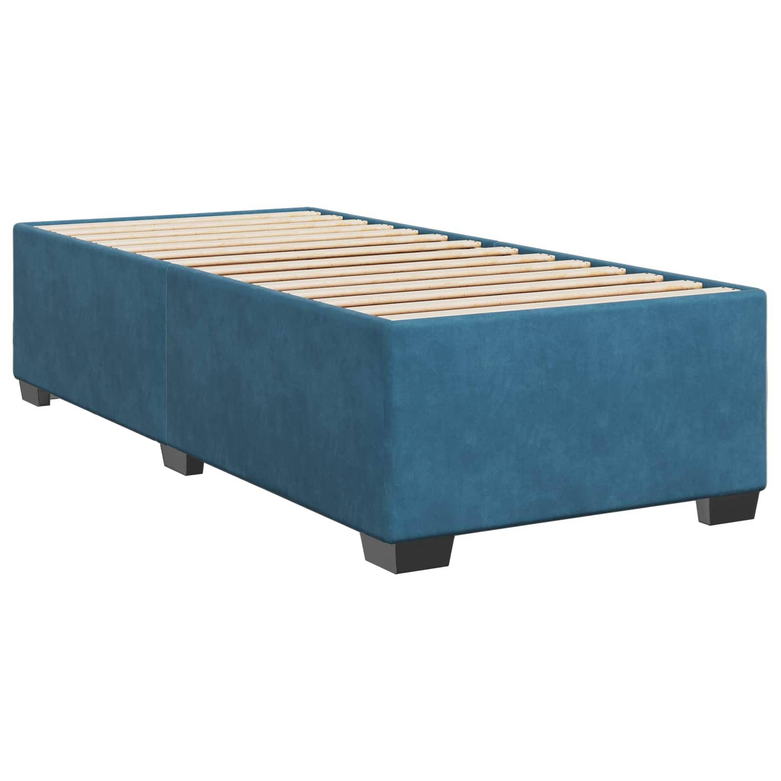 vidaXL Boxspringbett mit Matratze mit Kopfteil Blau 80 x 200 cm Samt