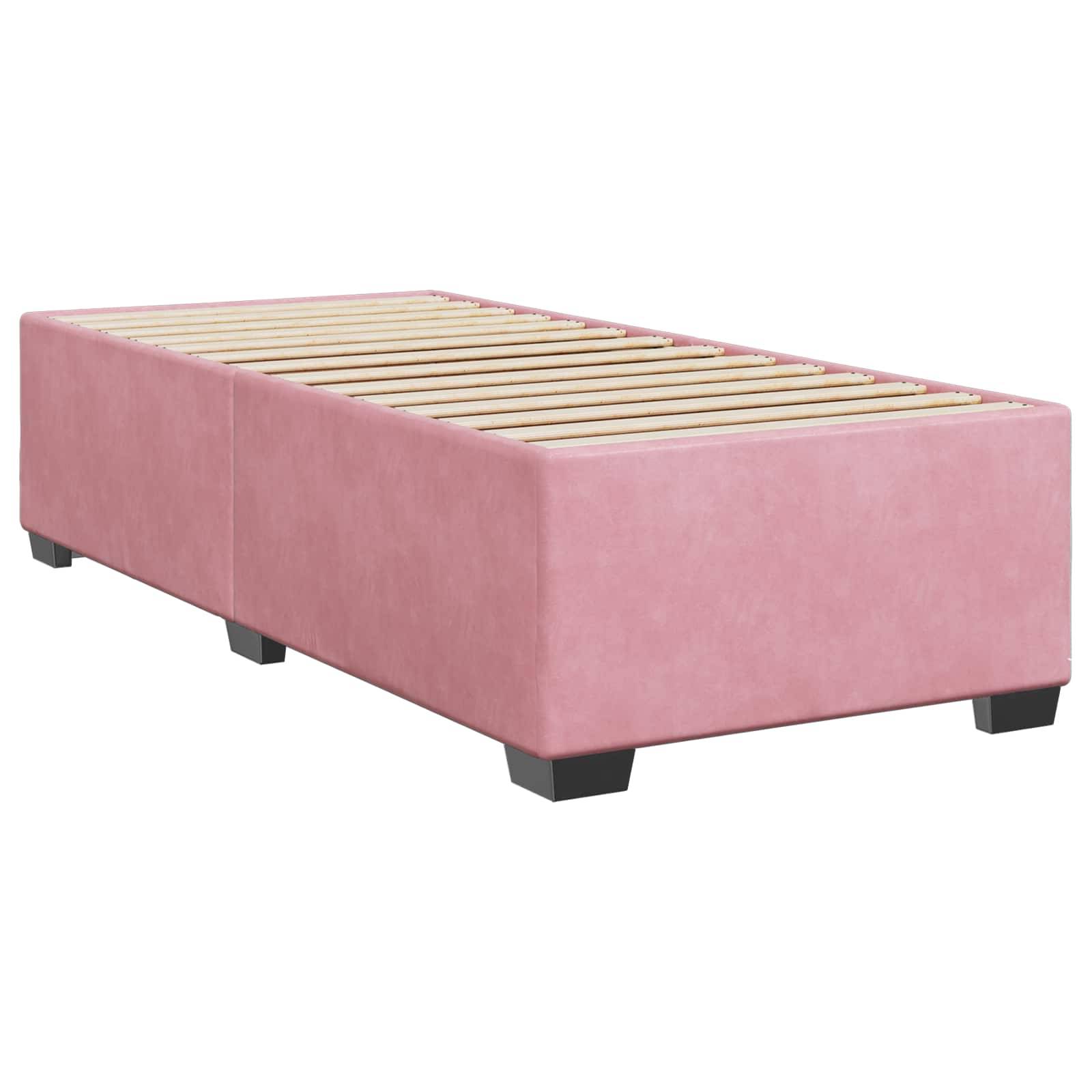 vidaXL Boxspringbett mit Matratze mit Kopfteil Rosa 90 x 200 cm Samt