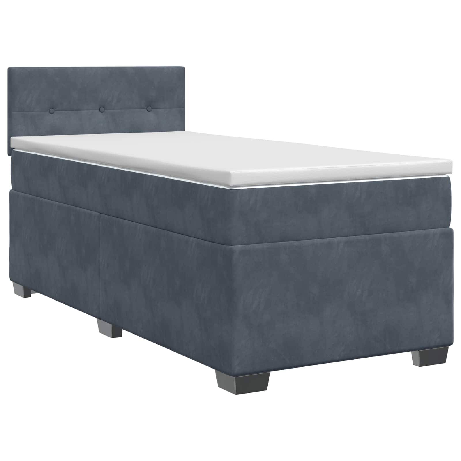 vidaXL Boxspringbett mit Matratze Dunkelgrau 100 x 200 cm Samt