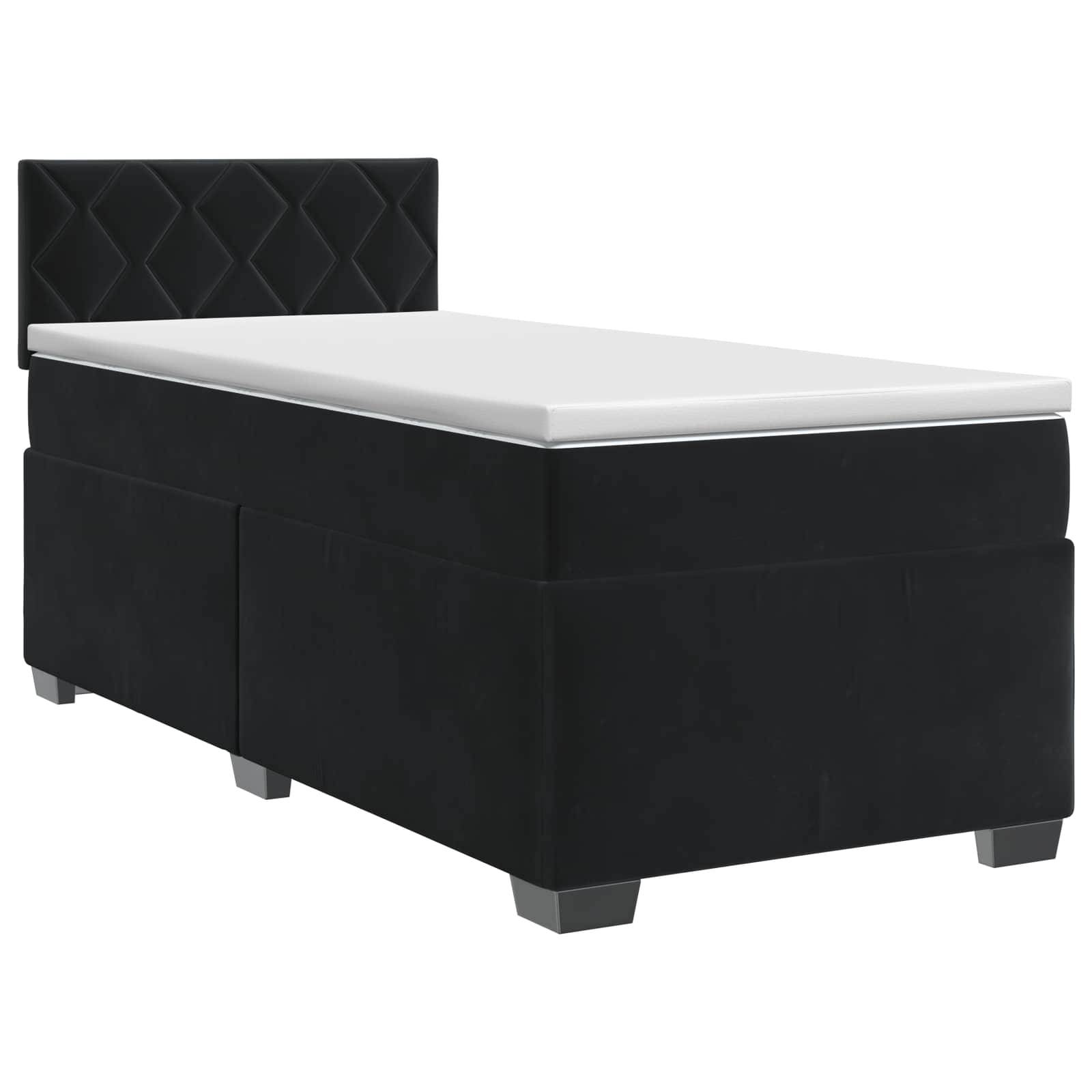 vidaXL Boxspringbett mit Matratze Schwarz 100 x 200 cm Samt