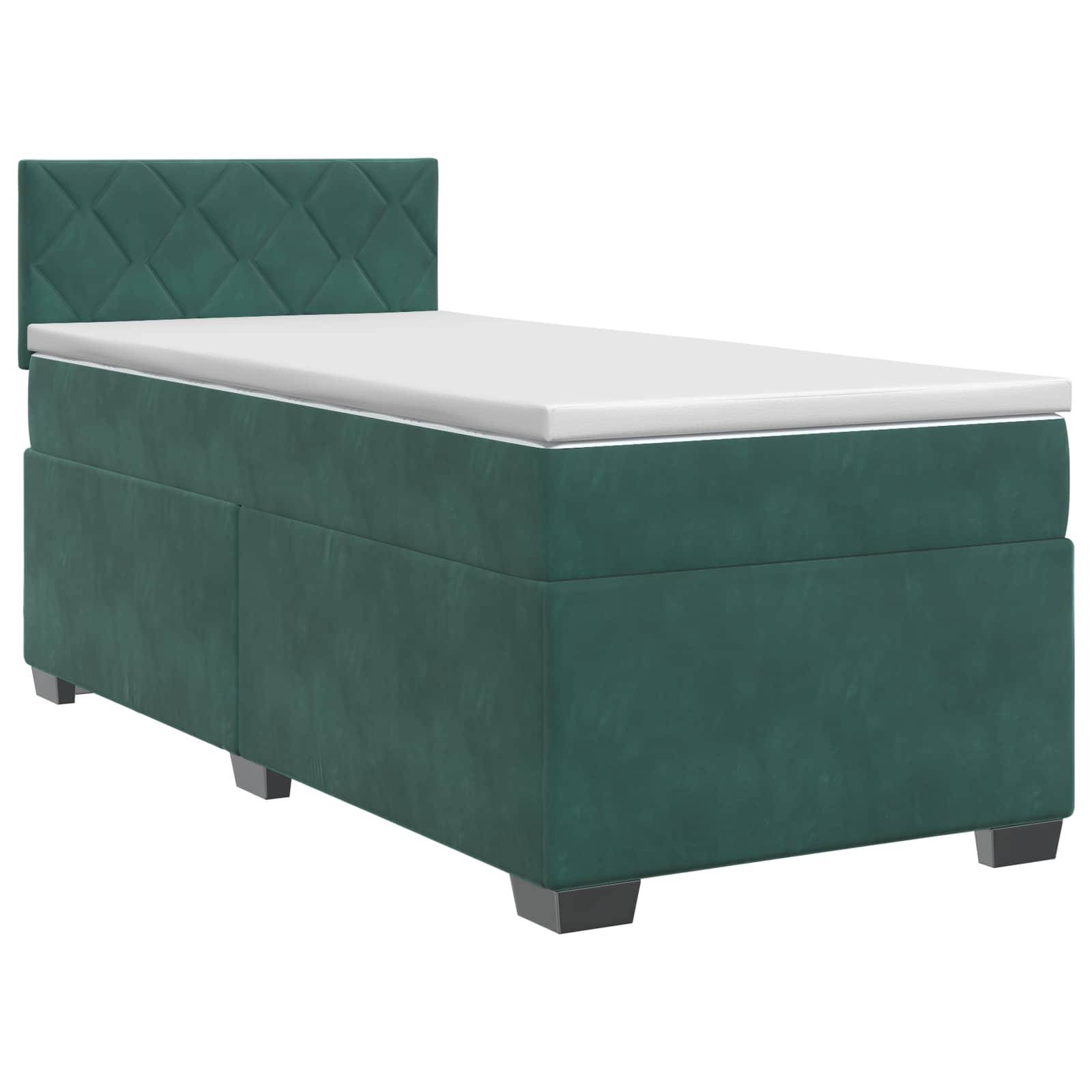 vidaXL Boxspringbett mit Matratze Dunkelgrün 90 x 190 cm Samt