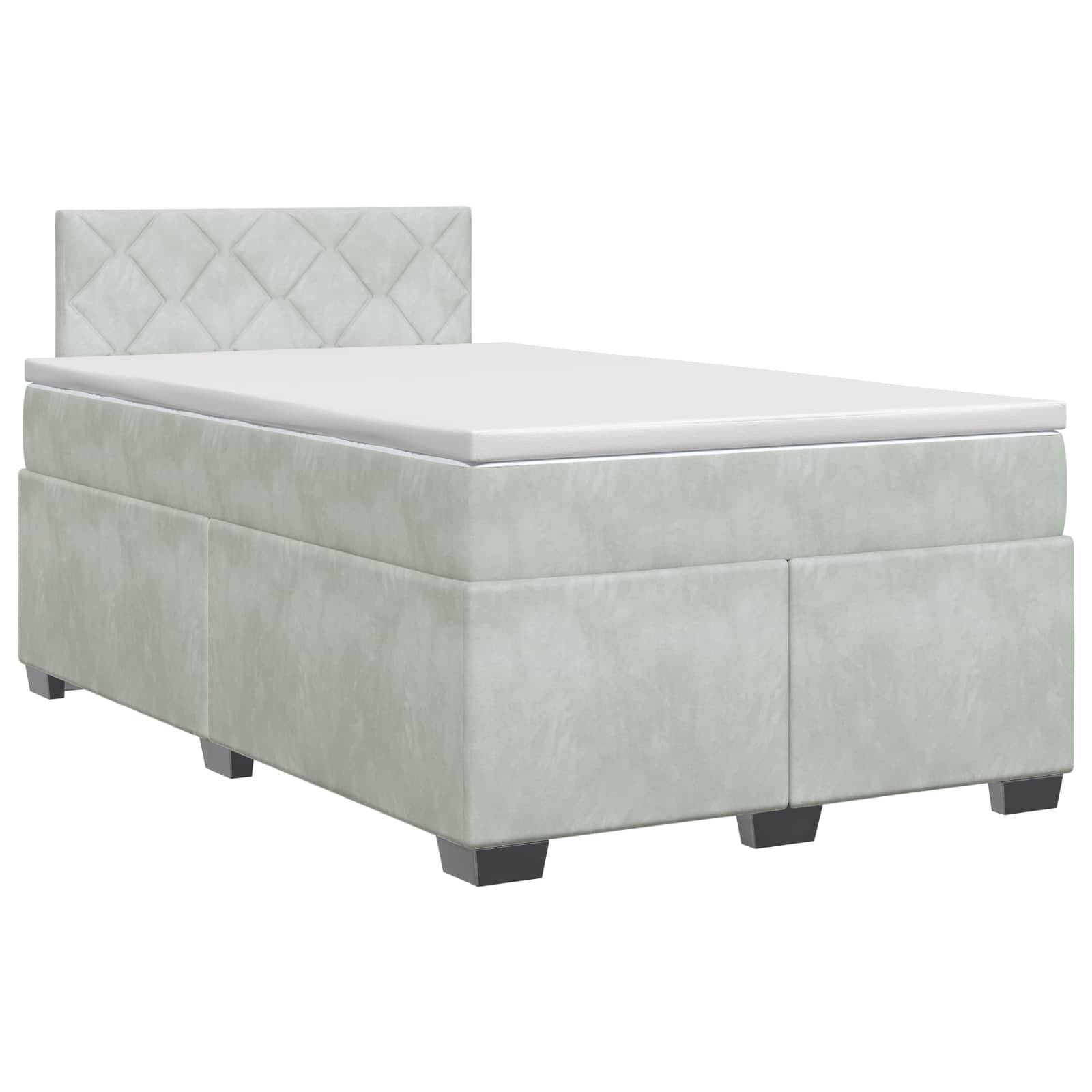vidaXL Boxspringbett mit Matratze Hellgrau 120 x 190 cm Samt