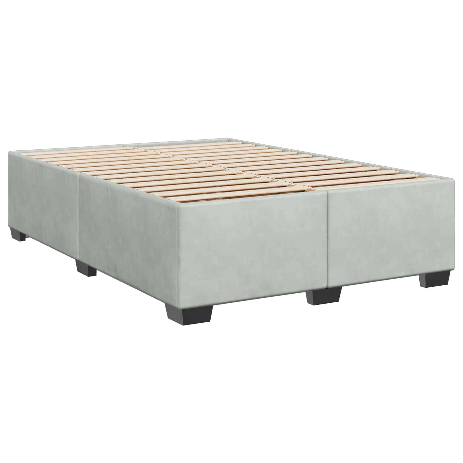 vidaXL Boxspringbett mit Matratze Hellgrau 140 x 190 cm Samt