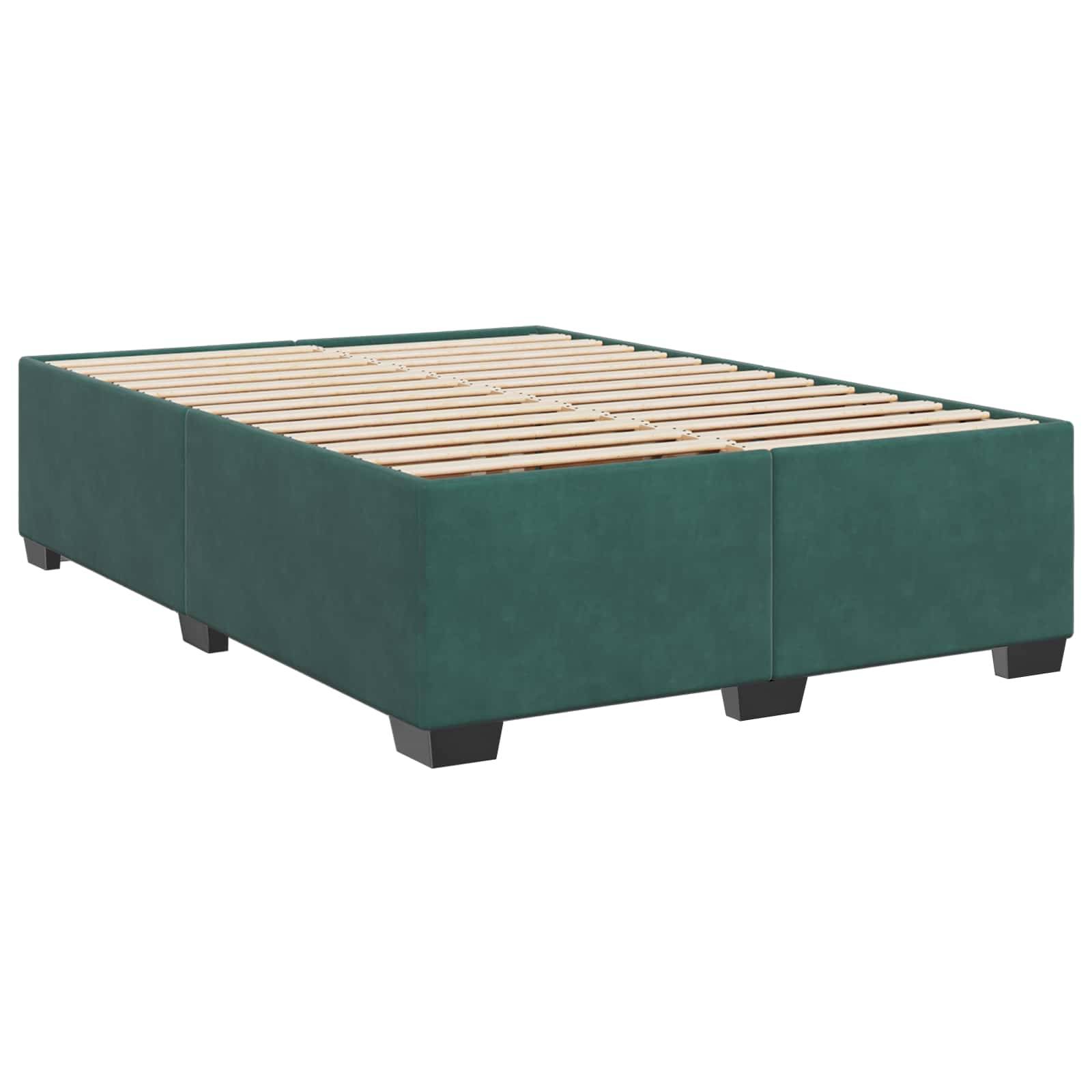 vidaXL Boxspringbett mit Matratze und LED Dunkelgrün 140 x 200 cm Samt