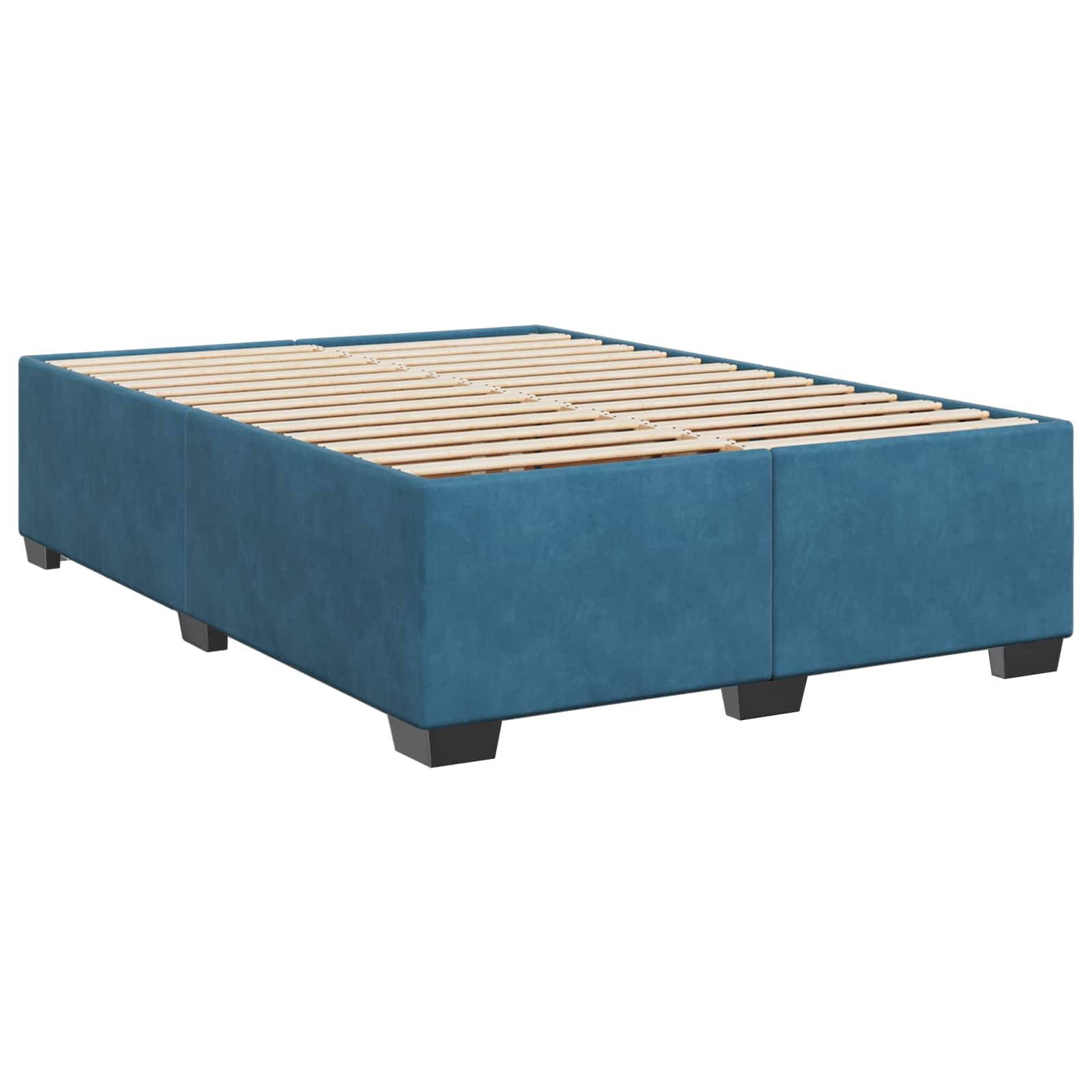vidaXL Boxspringbett mit Matratze und LED Blau 140 x 190 cm Samt