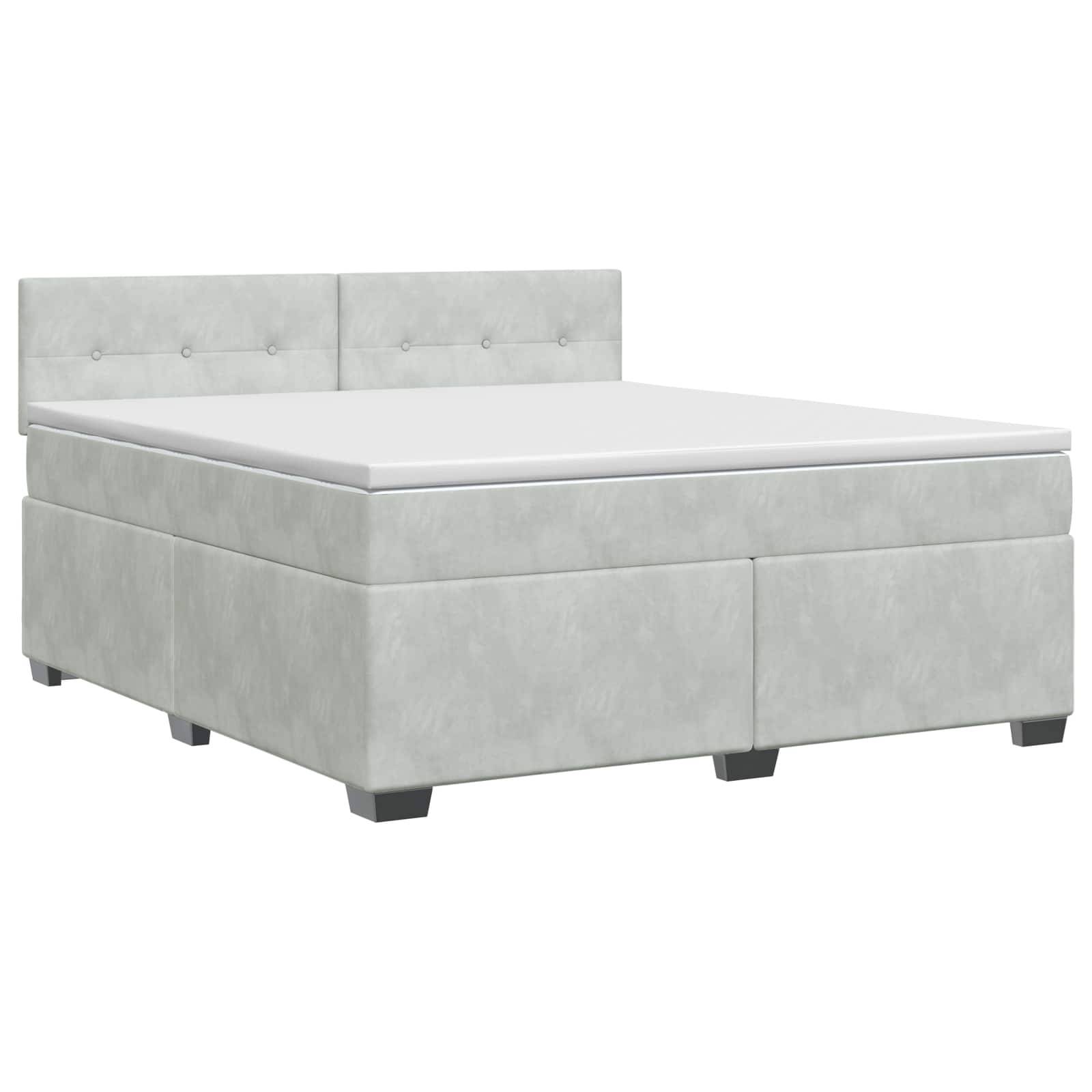 vidaXL Boxspringbett mit Matratze Hellgrau 160 x 200 cm Samt