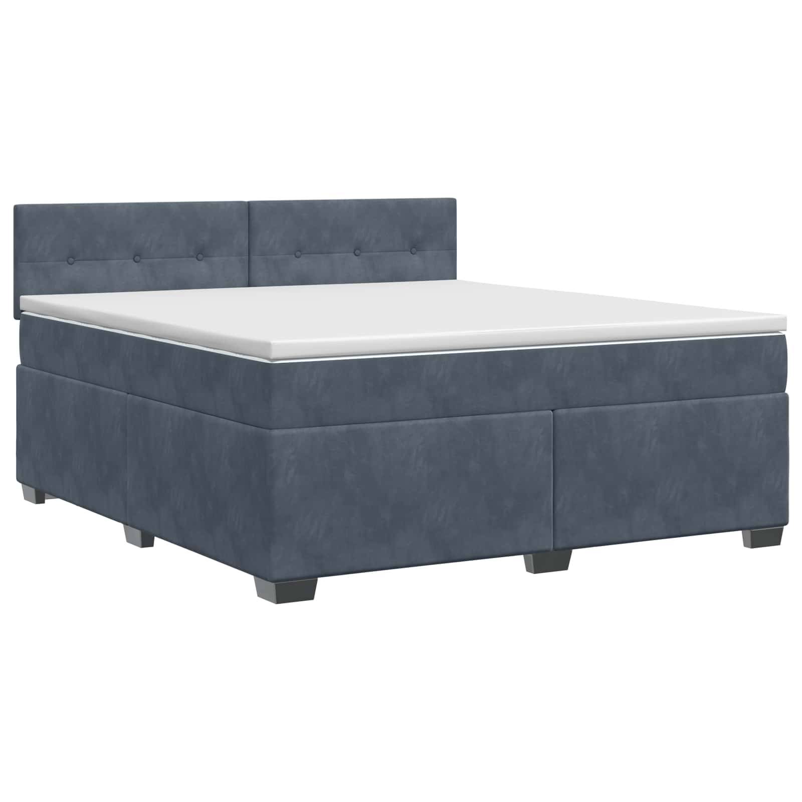 vidaXL Boxspringbett mit Matratze Dunkelgrau 160 x 200 cm Samt