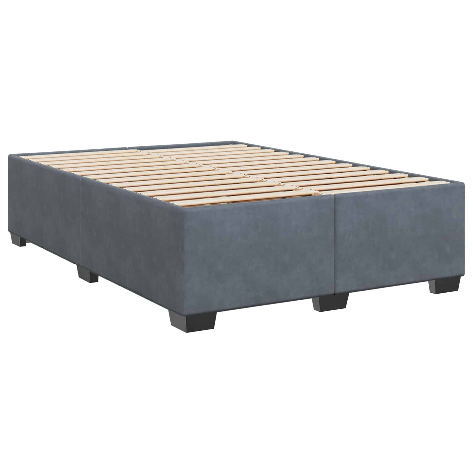 vidaXL Boxspringbett mit Matratze und LED Dunkelgrau 140 x 200 cm Samt