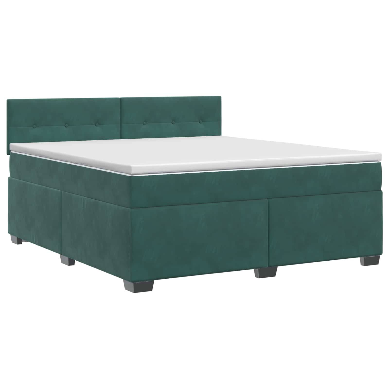 vidaXL Boxspringbett mit Matratze Dunkelgrün 140 x 200 cm Samt