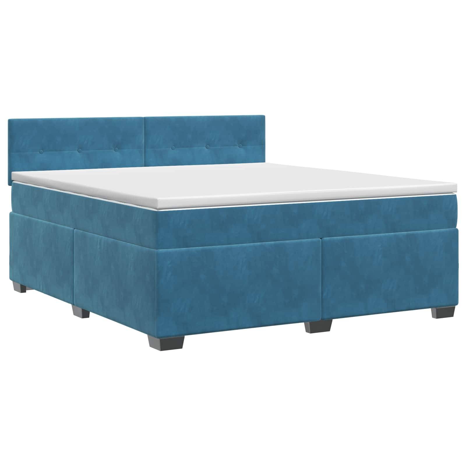 vidaXL Boxspringbett mit Matratze Dunkelblau 180 x 200 cm Samt