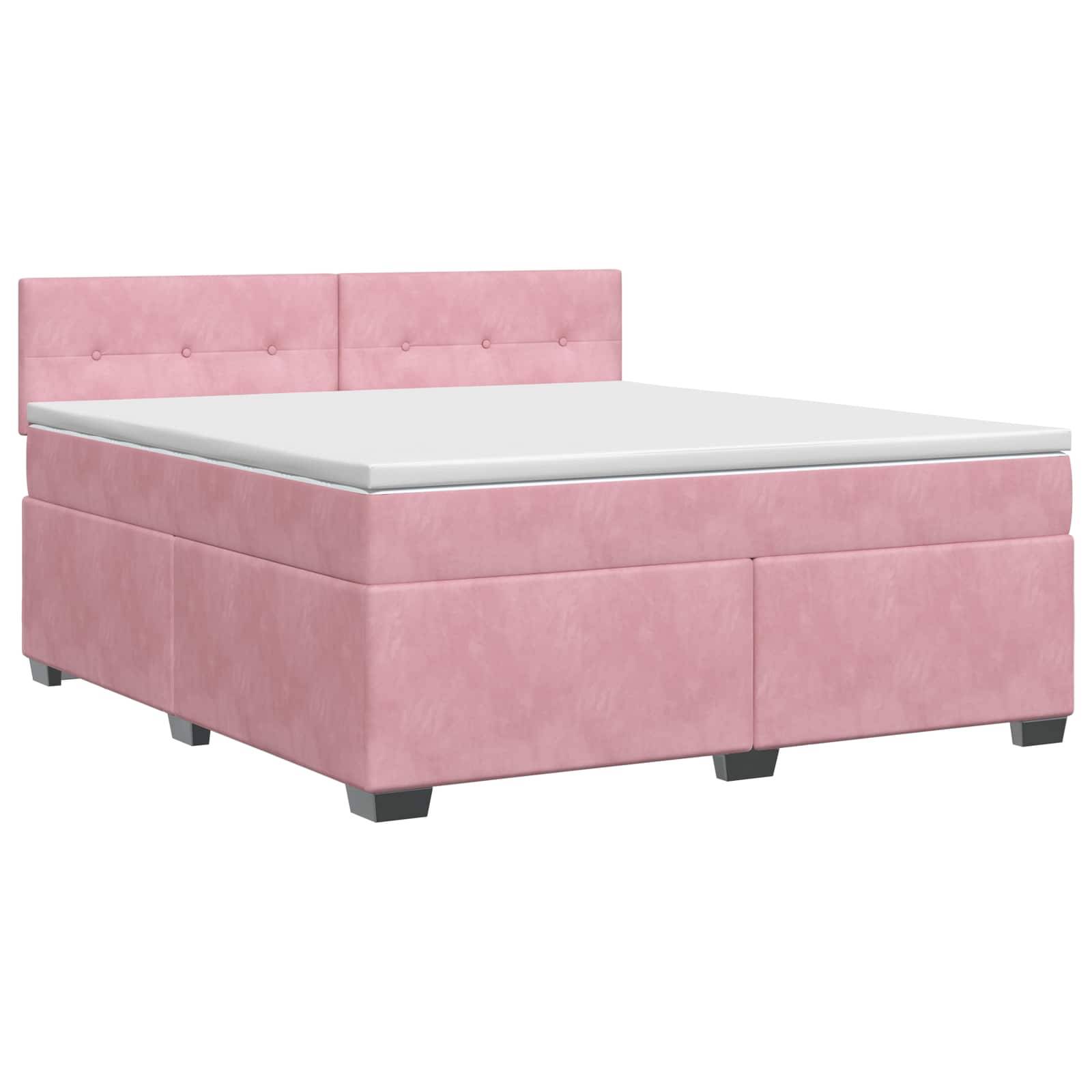 vidaXL Boxspringbett mit Matratze mit Kopfteil Rosa 160 x 200 cm Samt