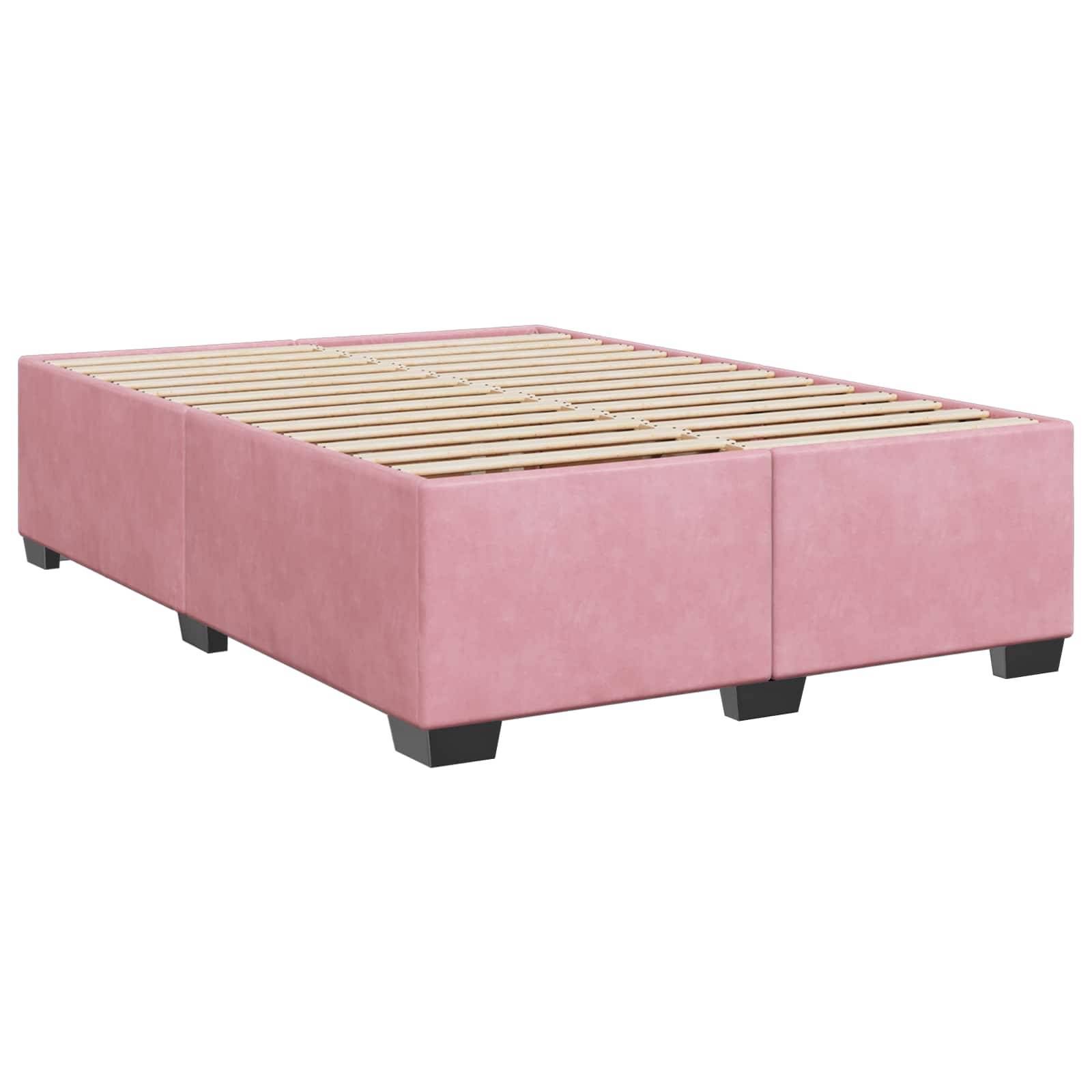 vidaXL Boxspringbett mit Matratze mit Kopfteil Rosa 160 x 200 cm Samt