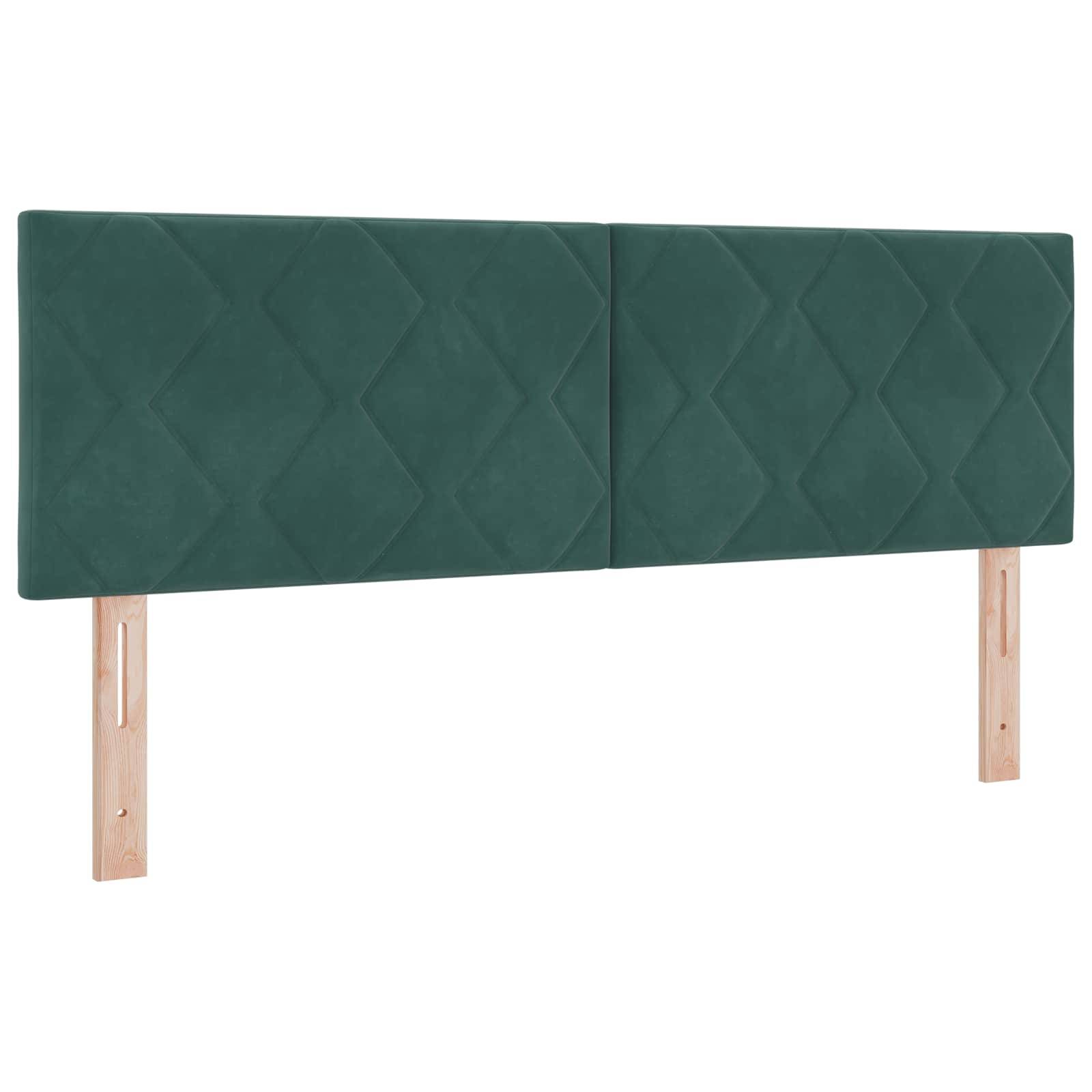 vidaXL Boxspringbett mit Matratze und LED Dunkelgrün 140 x 200 cm Samt