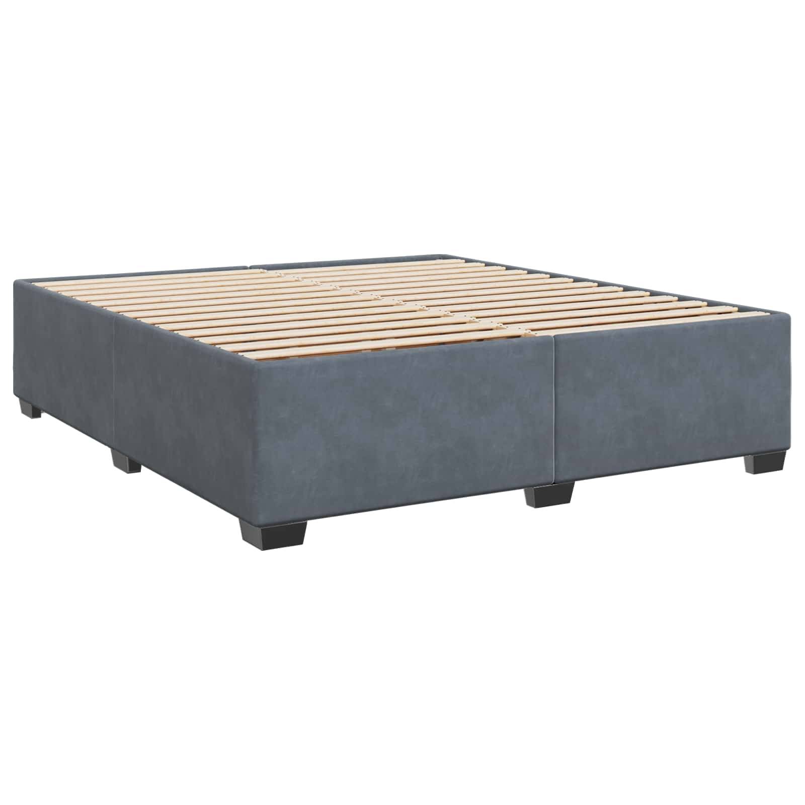 vidaXL Boxspringbett mit Matratze Dunkelgrau 180 x 200 cm Samt