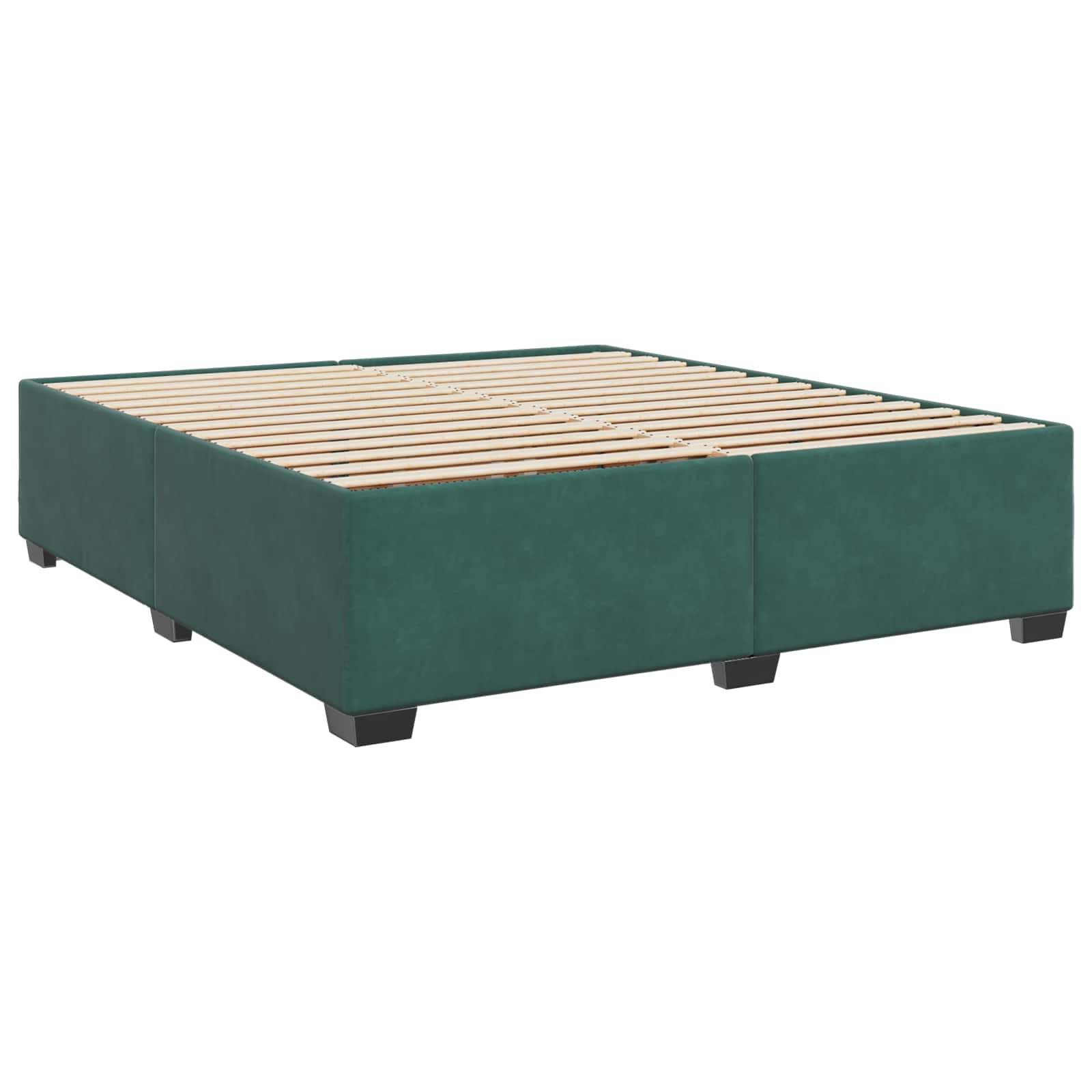 vidaXL Boxspringbett mit Matratze und LED Dunkelgrün 200 x 200 cm Samt