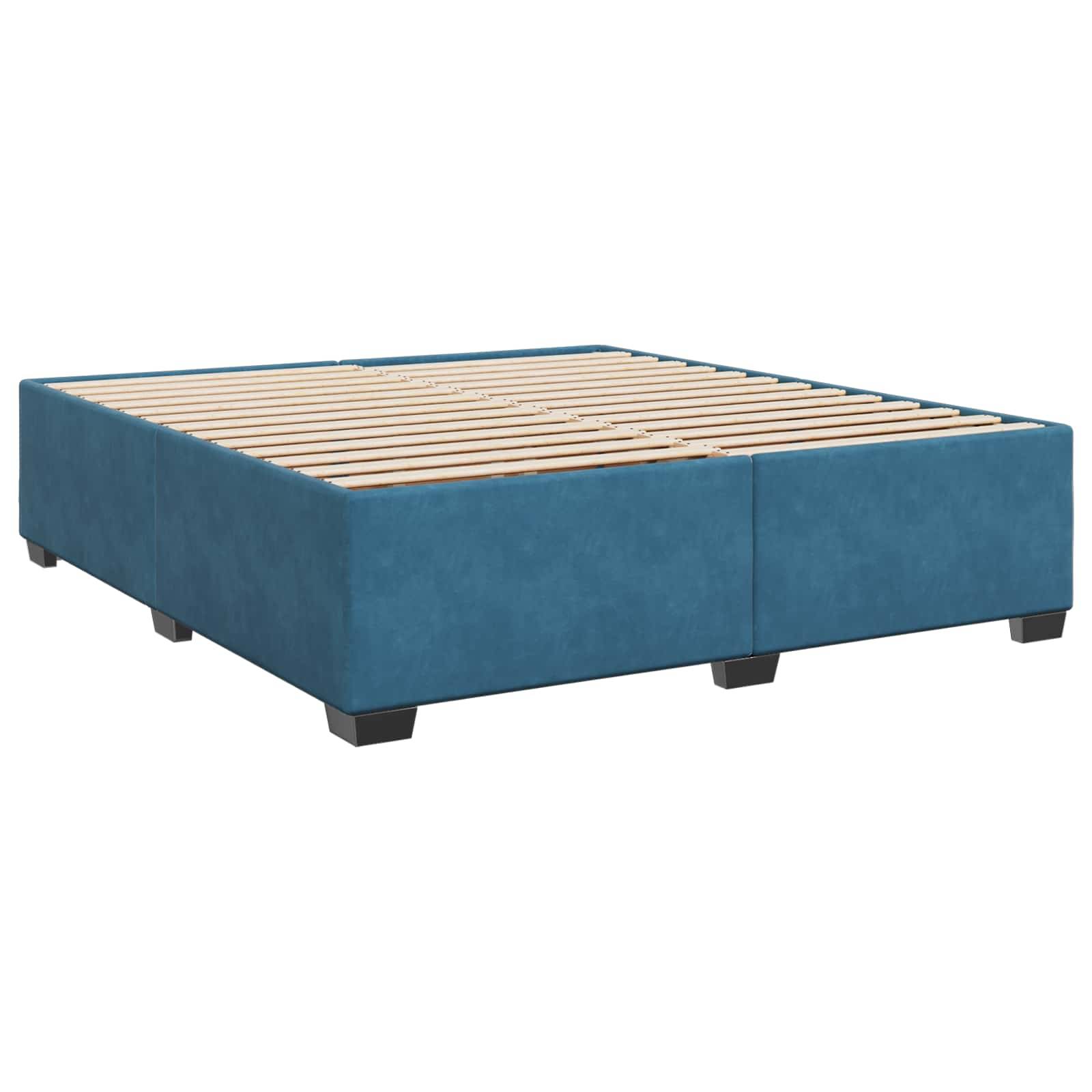 vidaXL Boxspringbett mit Matratze Dunkelblau 180 x 200 cm Samt