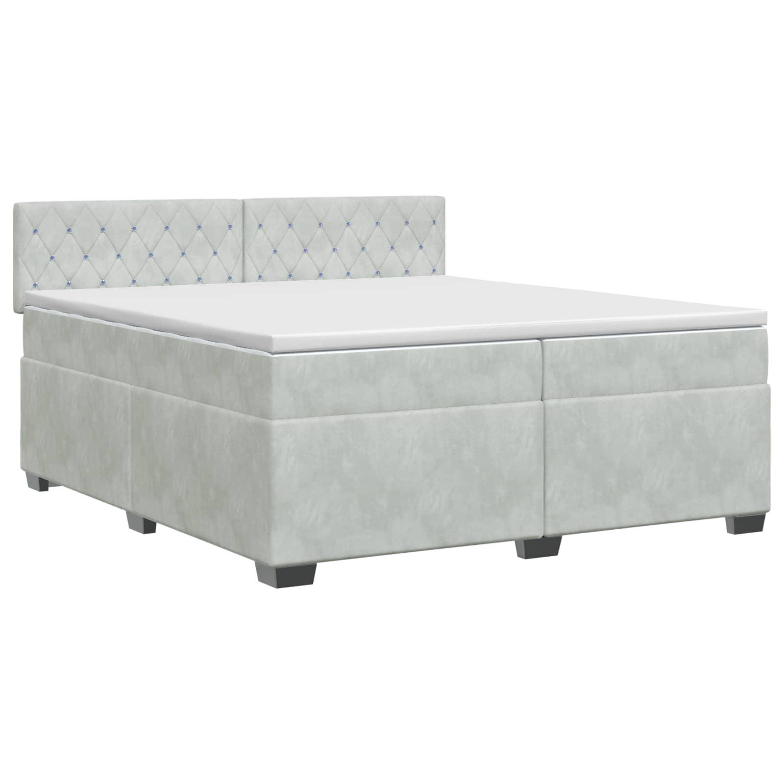 vidaXL Boxspringbett mit Matratze Hellgrau 200 x 200 cm Samt