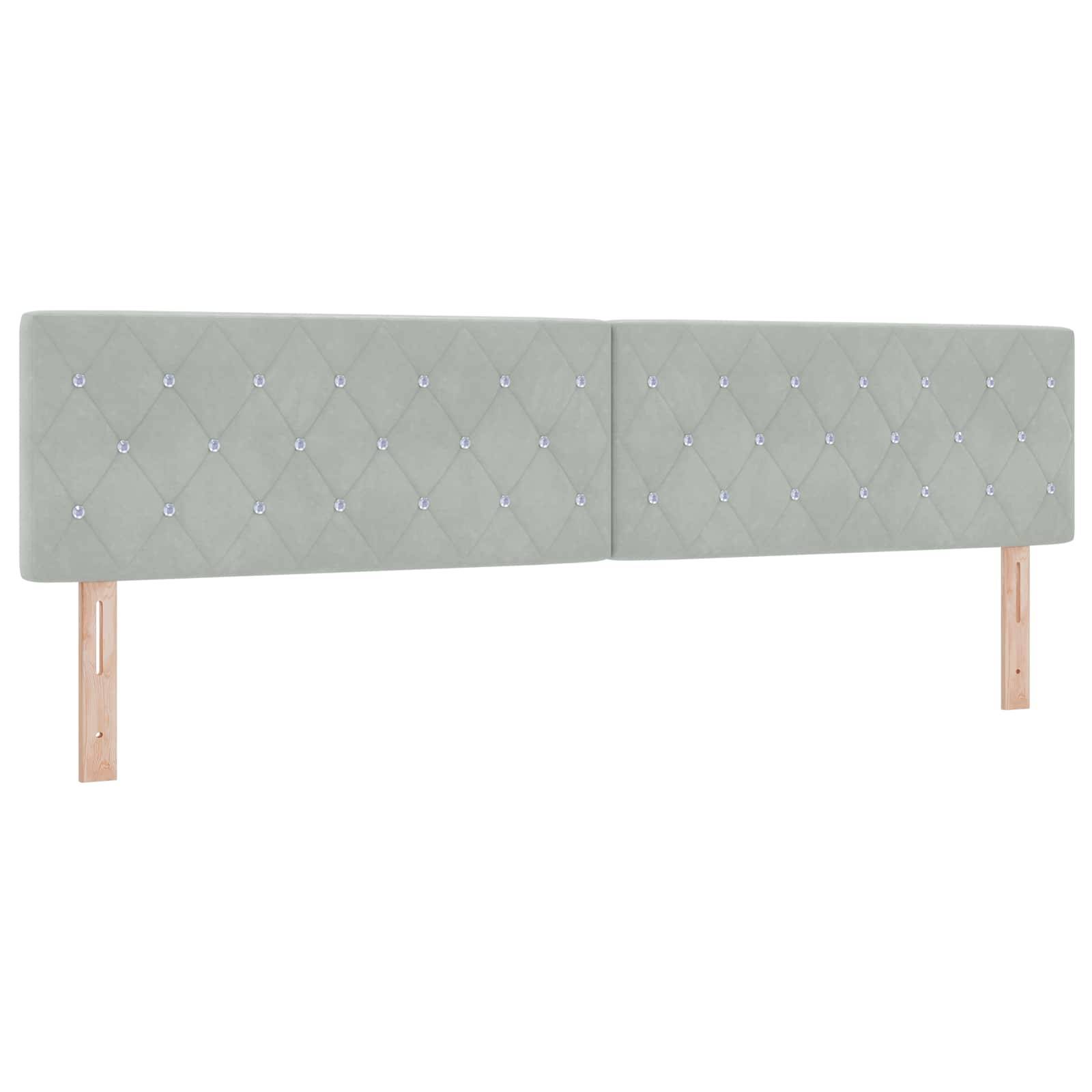 vidaXL Ottoman Bett mit Matratze mit Kopfteil 2 pcs Hellgrau Samt