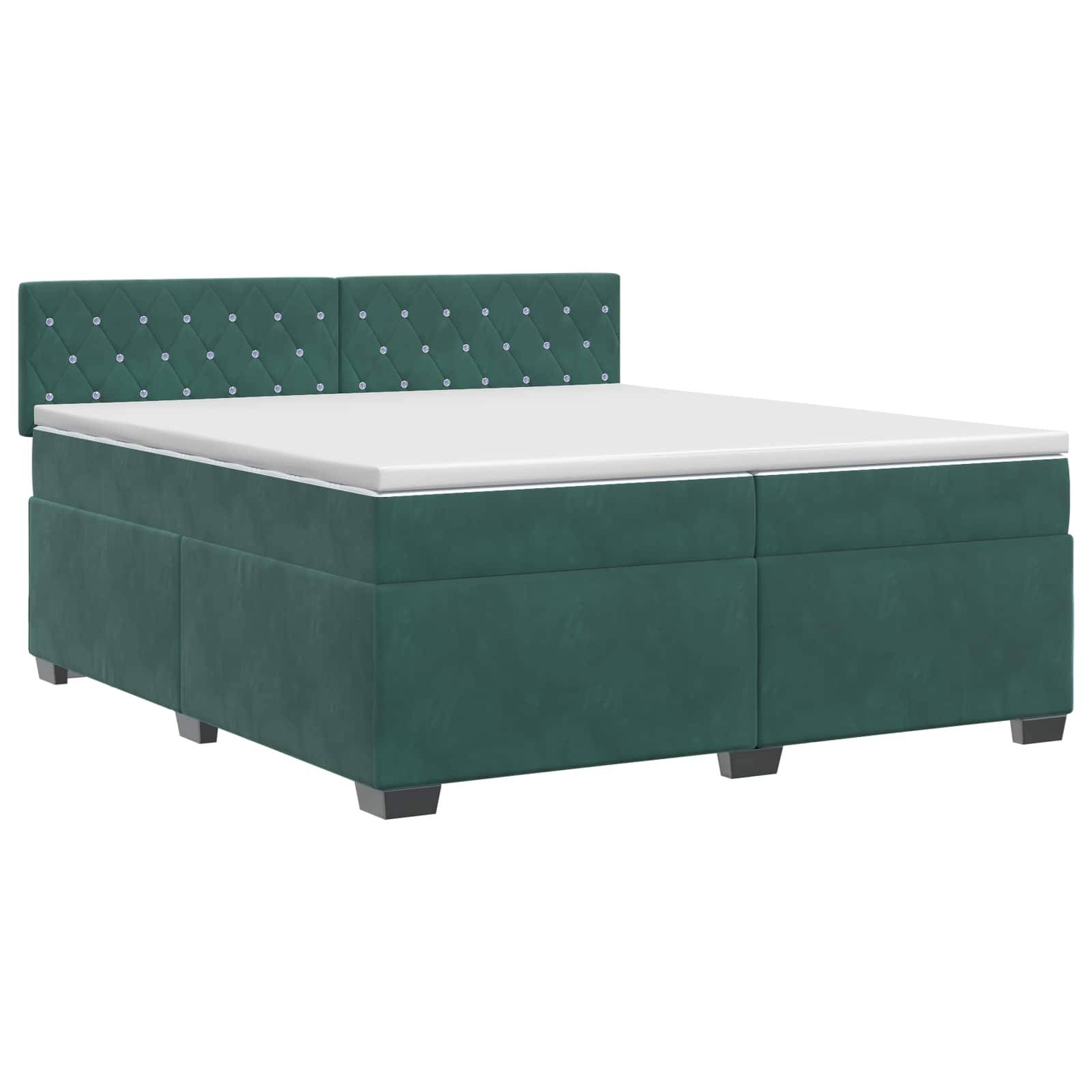vidaXL Boxspringbett mit Matratze Dunkelgrün 200 x 200 cm Samt