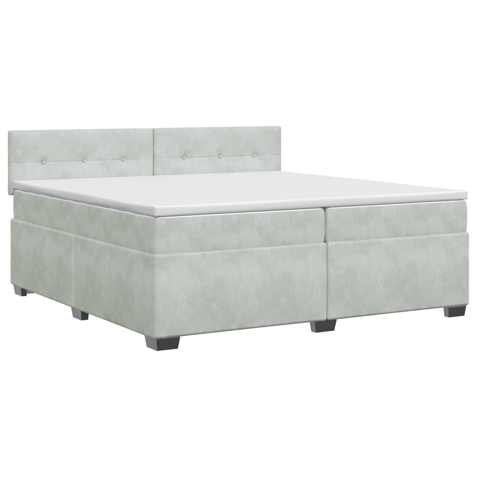 vidaXL Boxspringbett mit Matratze Hellgrau 200 x 200 cm Samt