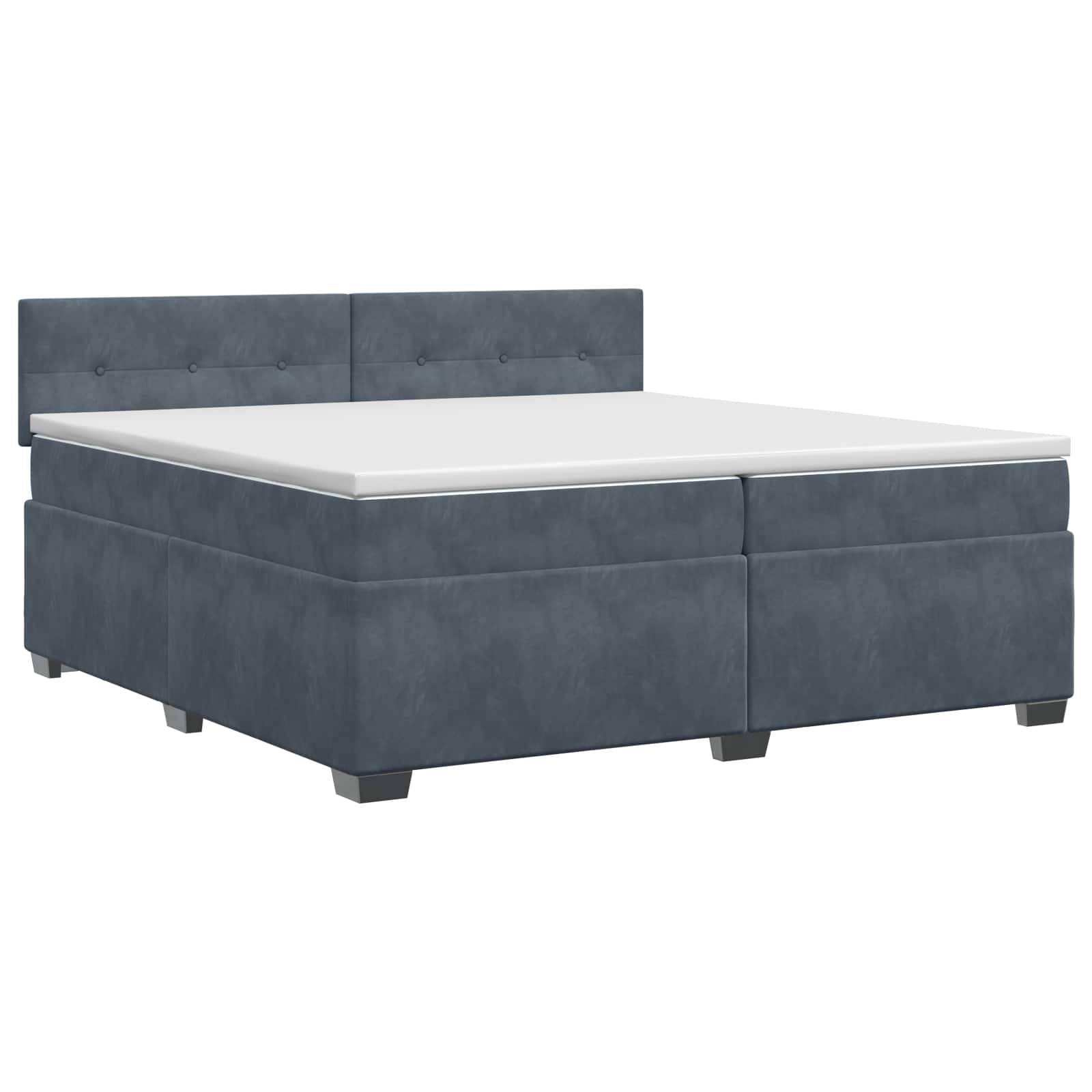 vidaXL Boxspringbett mit Matratze Dunkelgrau 200 x 200 cm Samt