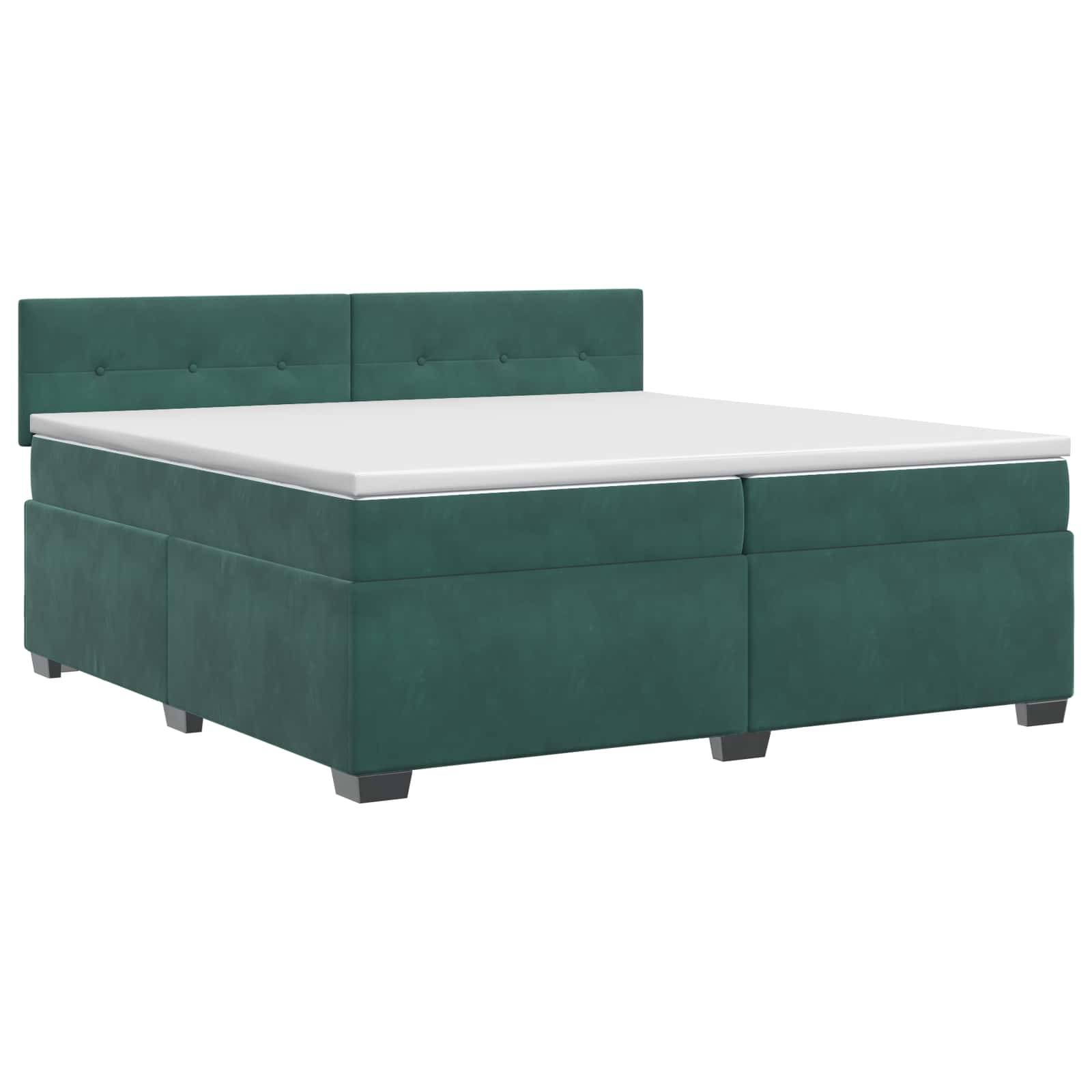 vidaXL Boxspringbett mit Matratze Dunkelgrün 200 x 200 cm Samt