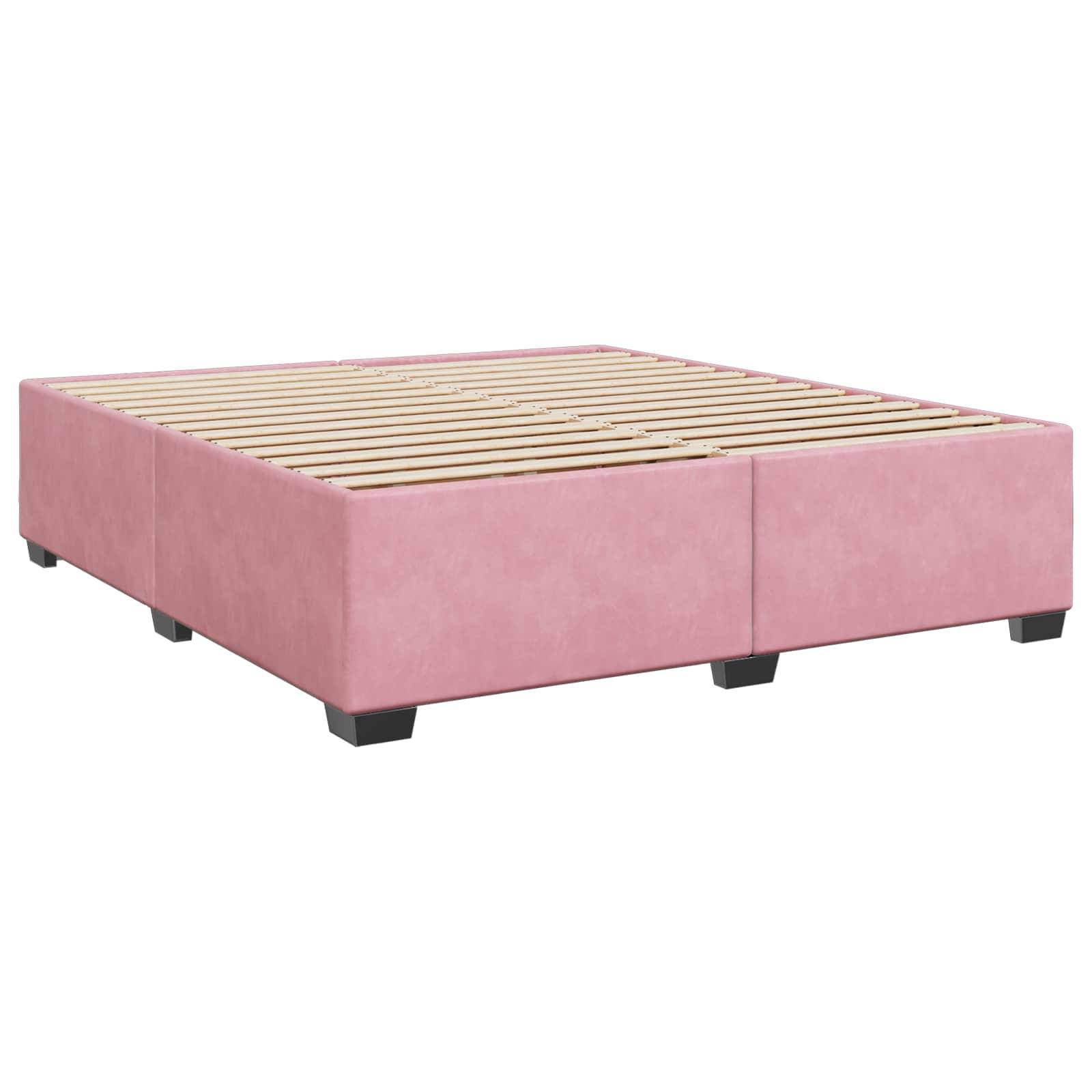vidaXL Boxspringbett mit Matratze und LED Rosa 200 x 200 cm Samt