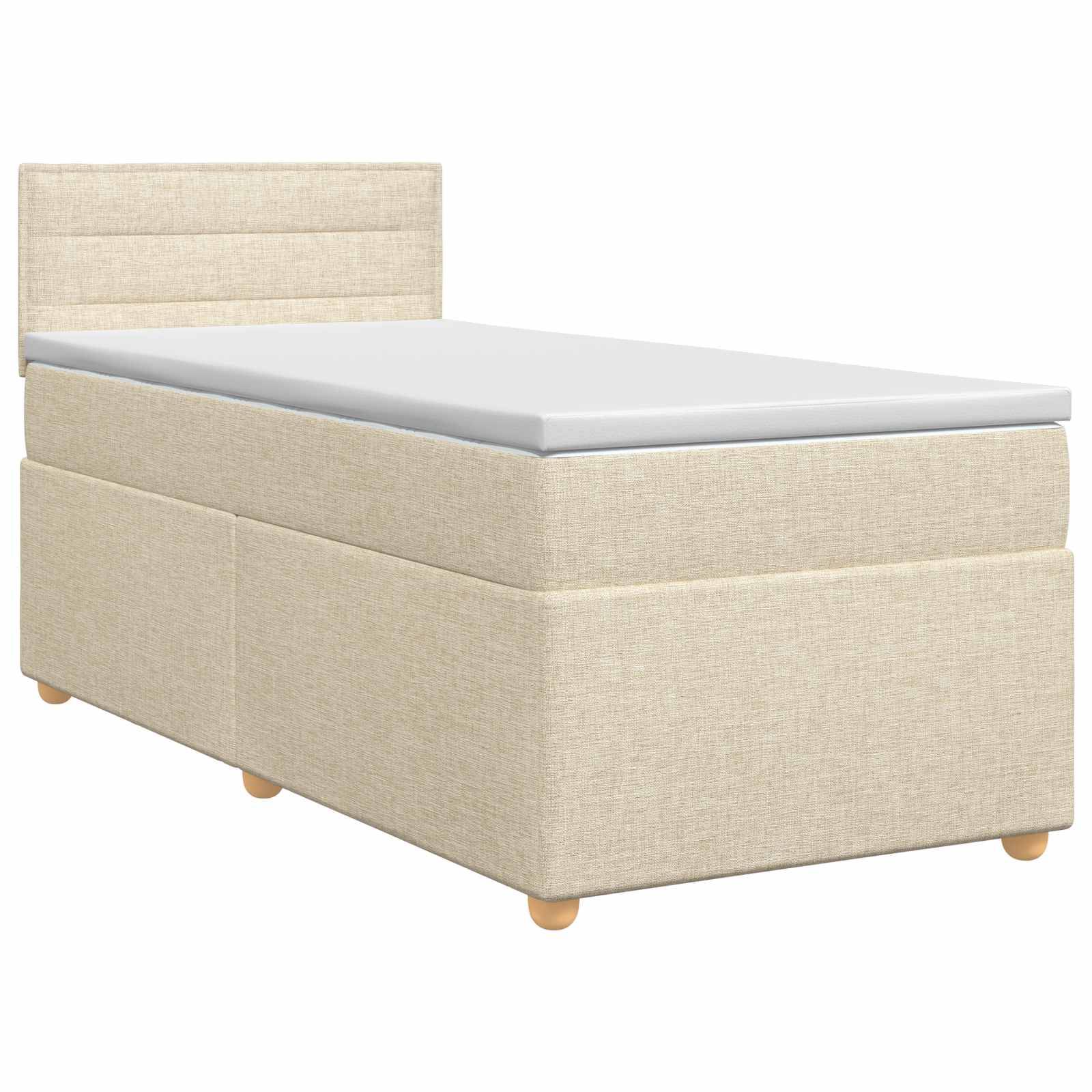 vidaXL Boxspringbett mit Matratze Creme 100 x 200 cm Stoff