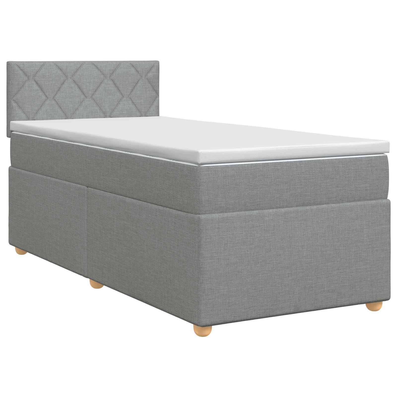 vidaXL Boxspringbett mit Matratze Hellgrau 80 x 200 cm Stoff