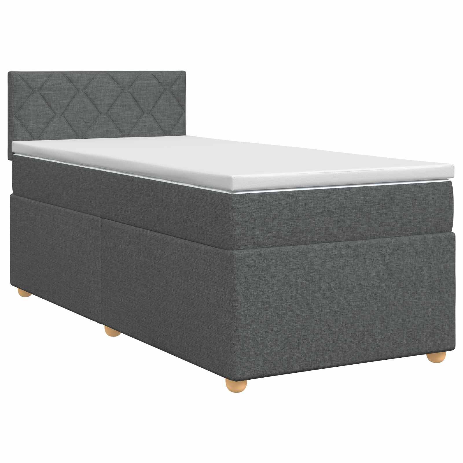 vidaXL Boxspringbett mit Matratze Dunkelgrau 90 x 200 cm Stoff