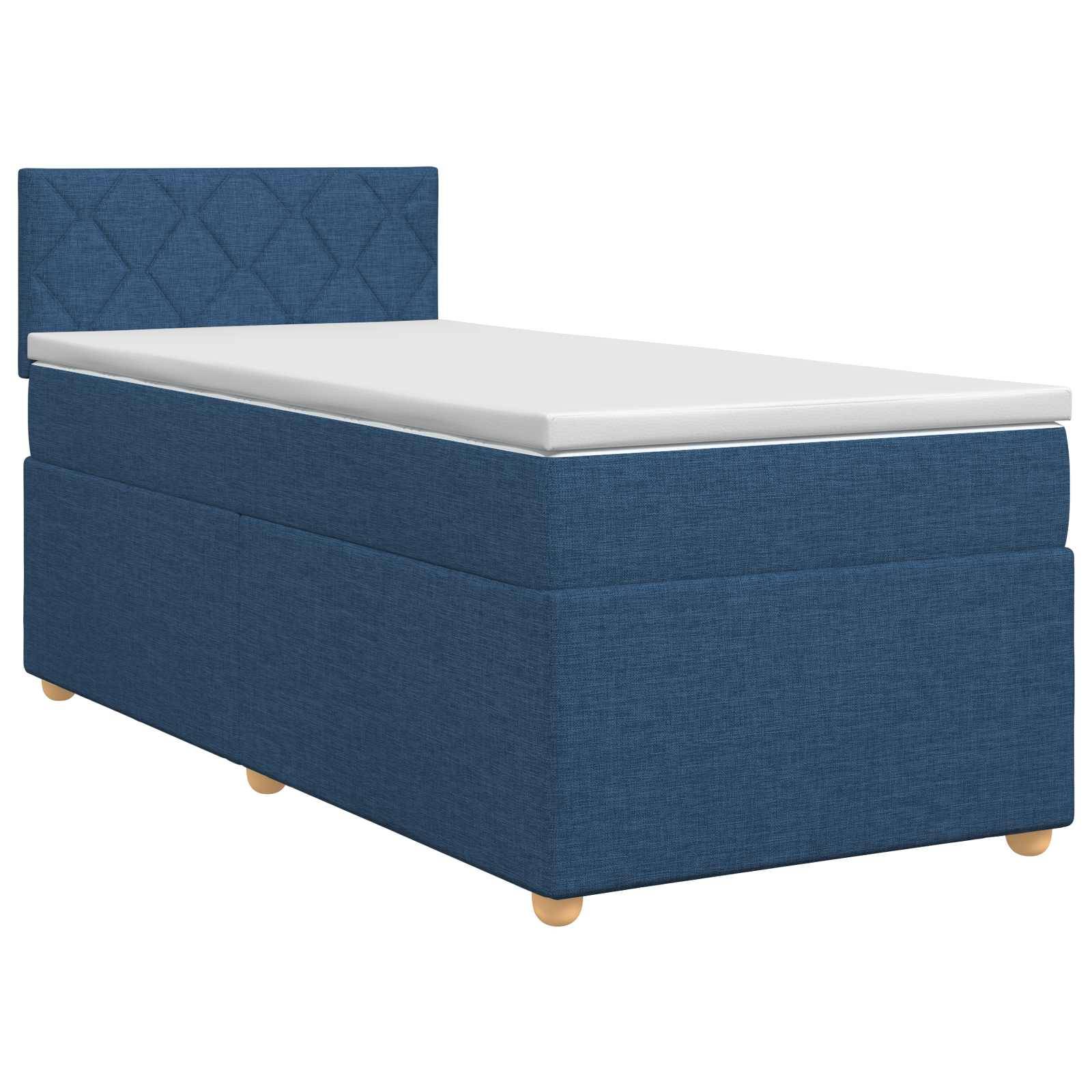 vidaXL Boxspringbett mit Matratze mit Kopfteil Blau 80 x 200 cm Stoff