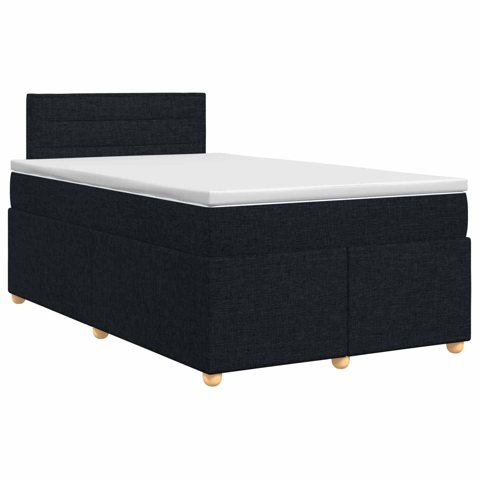 vidaXL Boxspringbett mit Matratze Schwarz 120 x 200 cm Stoff