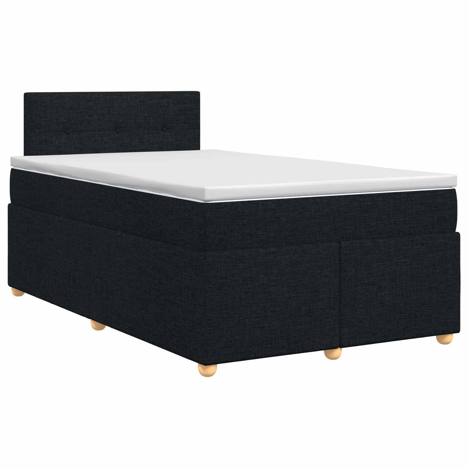 vidaXL Boxspringbett mit Matratze Schwarz 120 x 200 cm Stoff